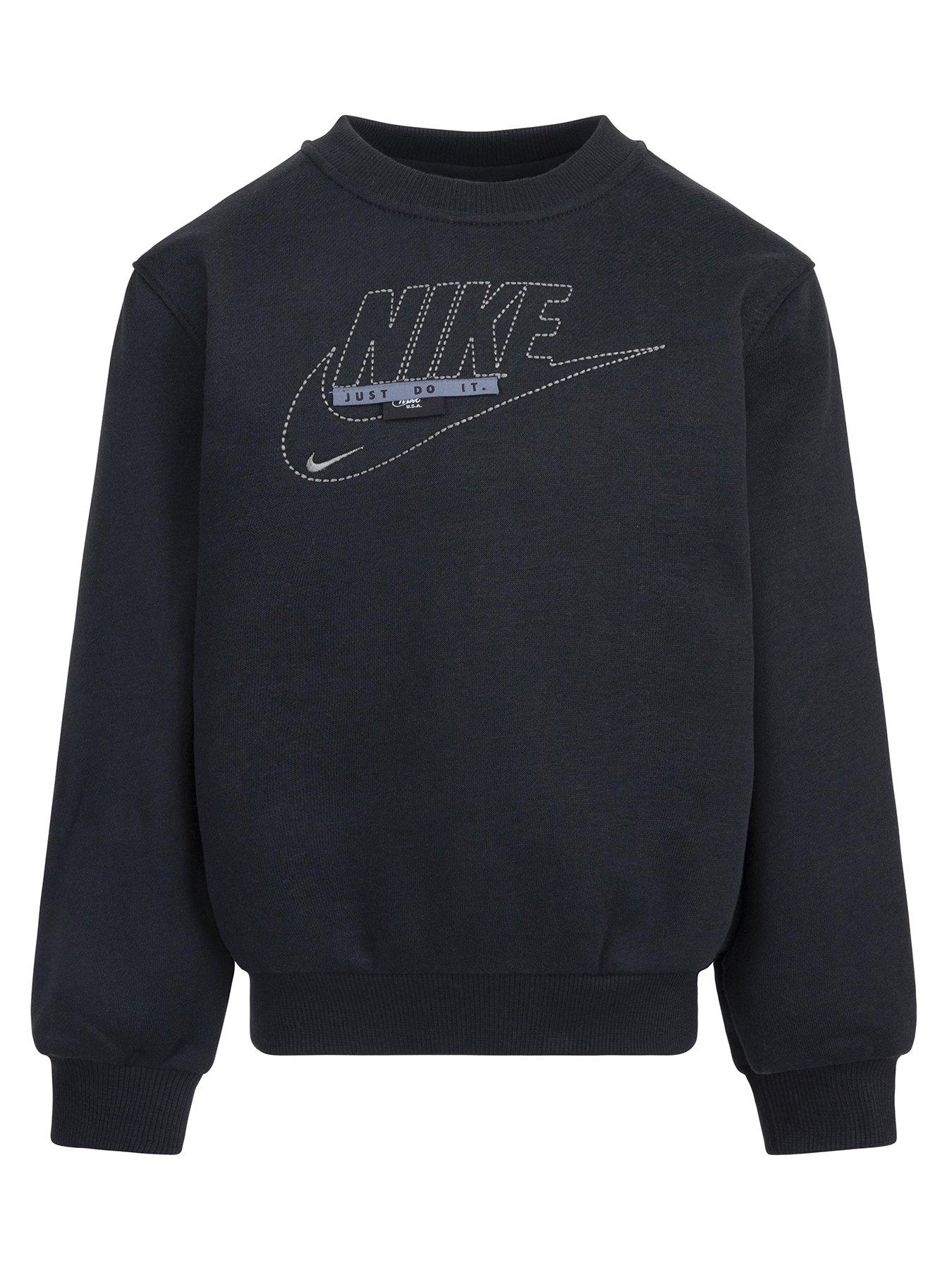 Nike Kids Boys Club Crew Sweat - Black | littlewoods.com