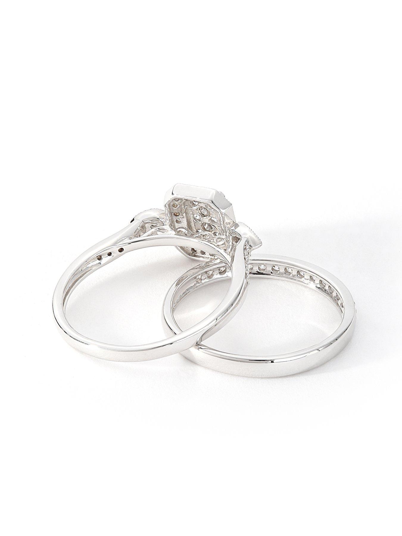  image of love-diamond-9ct-white-gold-050ct-natural-diamond-bridal-ring-set