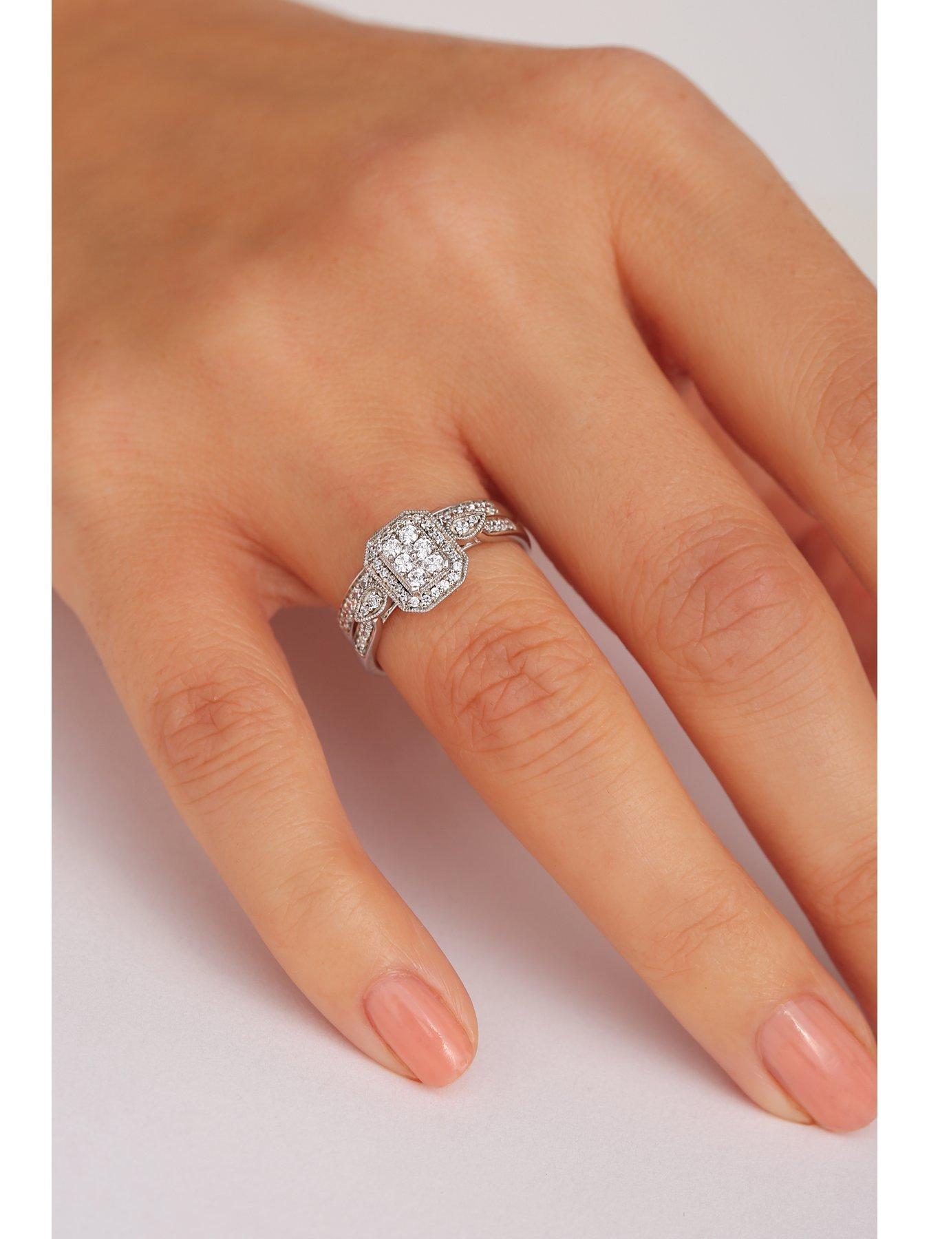 image of love-diamond-9ct-white-gold-050ct-natural-diamond-bridal-ring-set