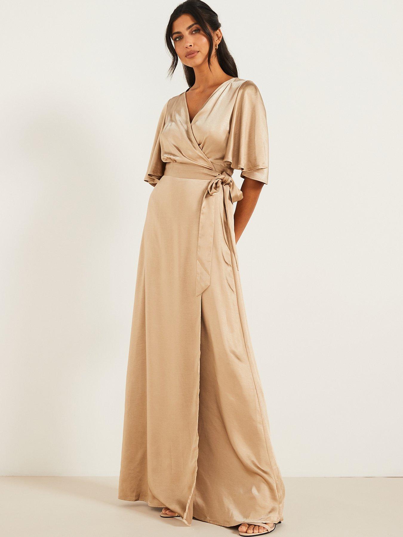 Champagne wrap dress sale