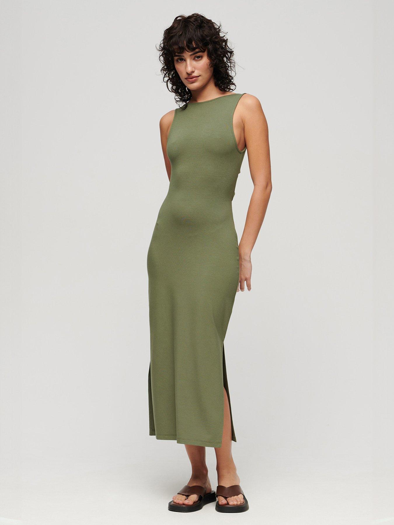 Ruched Jersey Dress Green