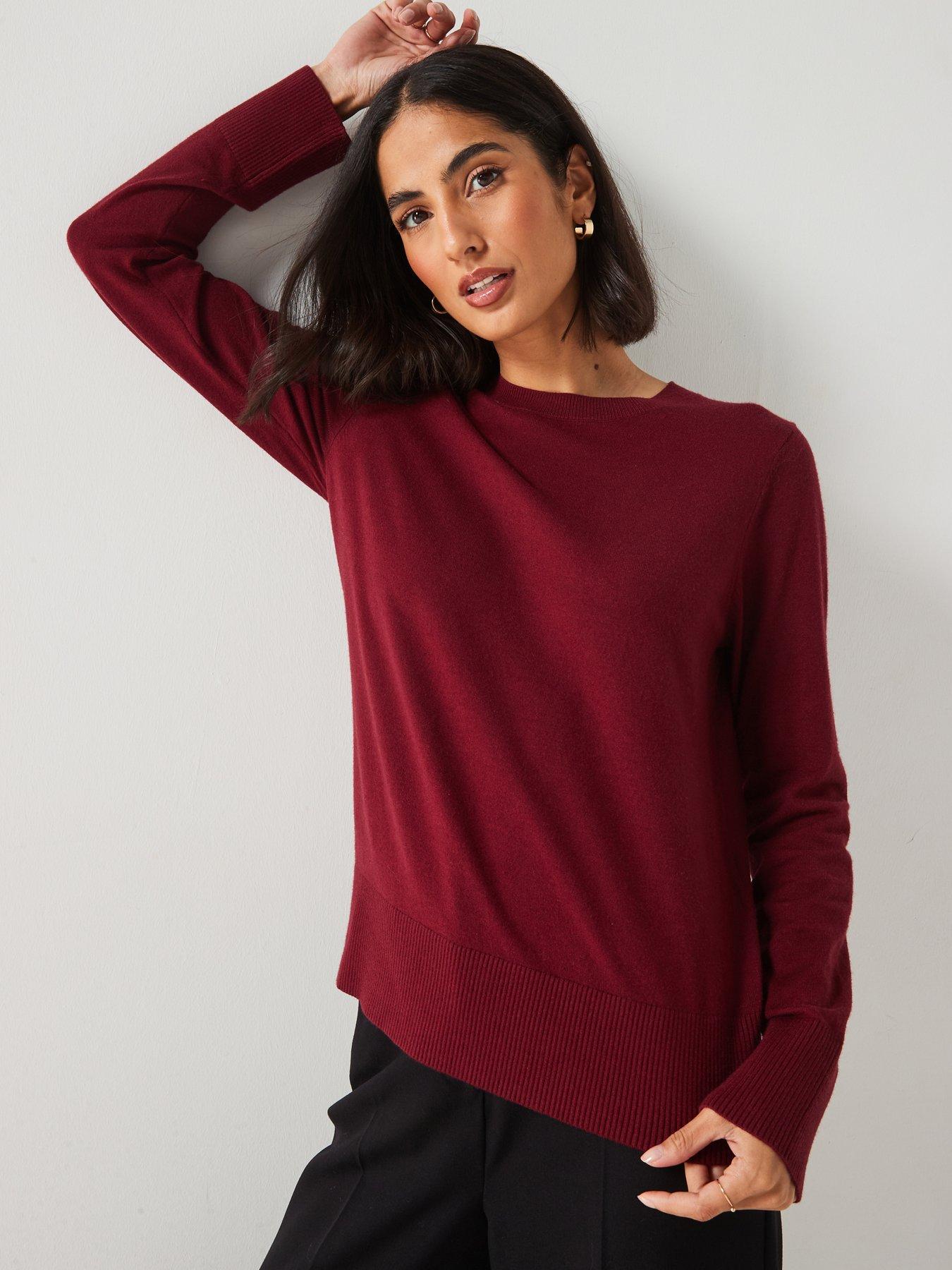 Relaxed Crew Neck Jumper Dark Red