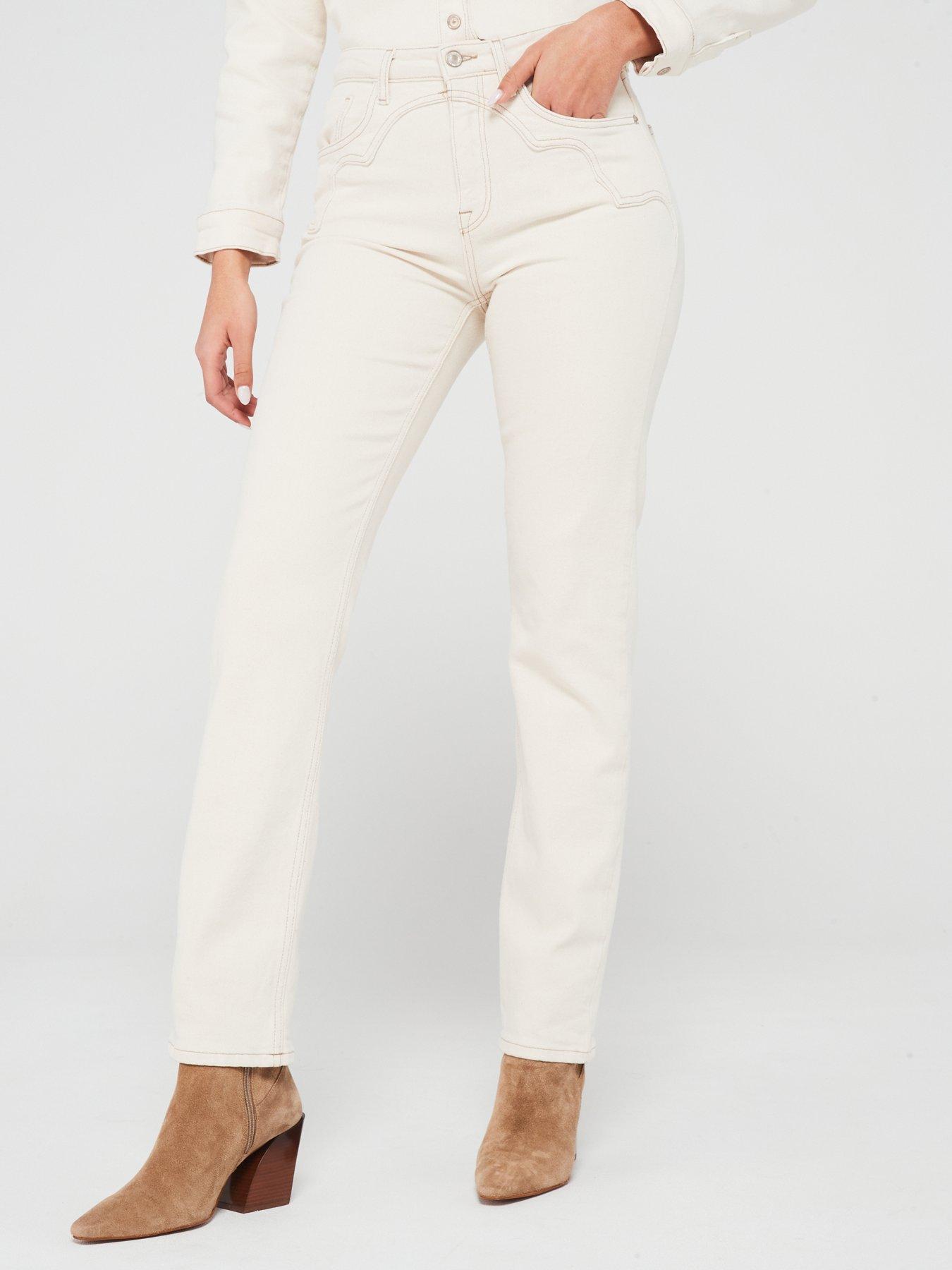 undefined Slim Western Style Jeans - Ecru