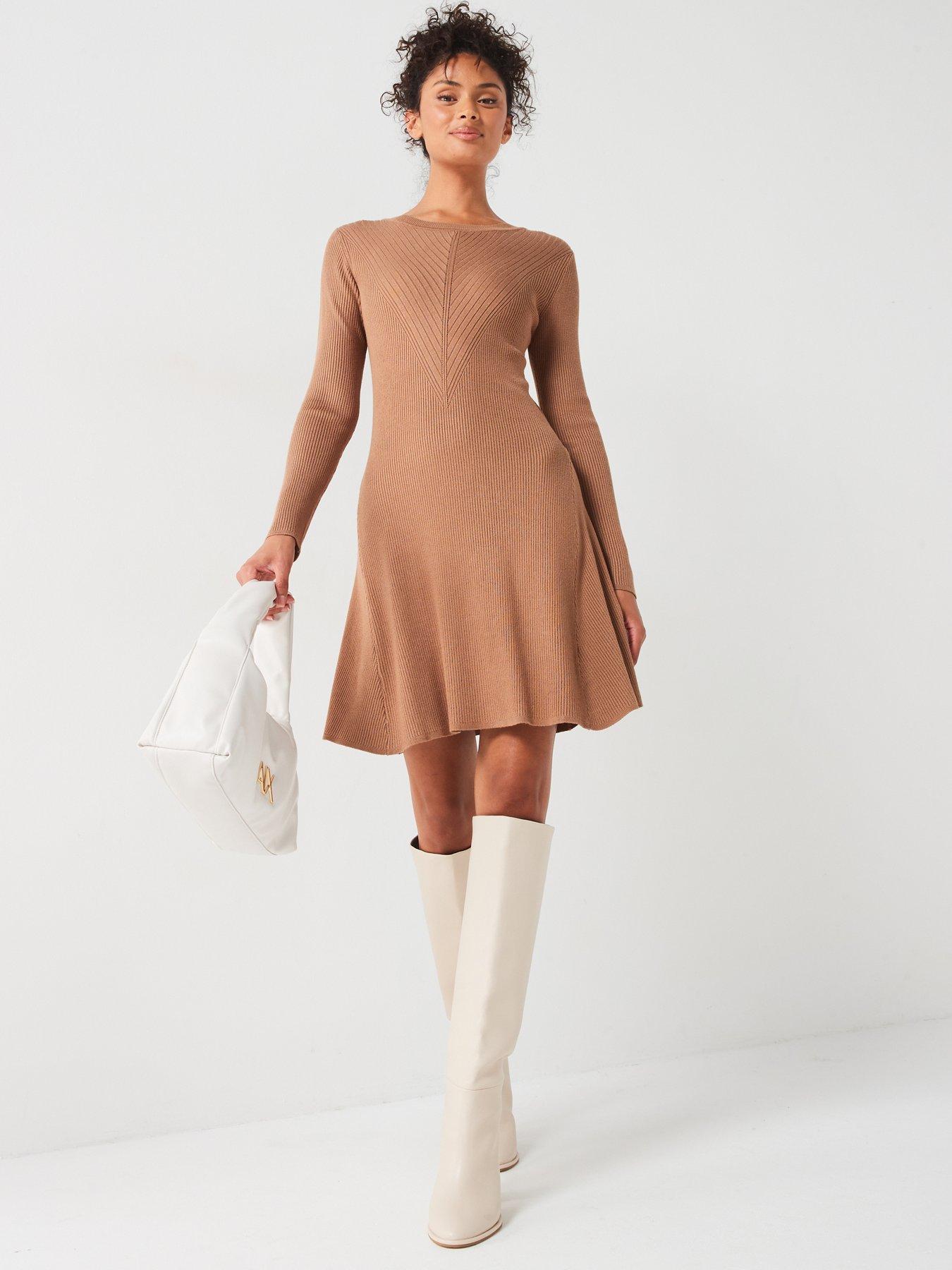 undefined Fit  &  Flare Seam Mini Dress - Natural