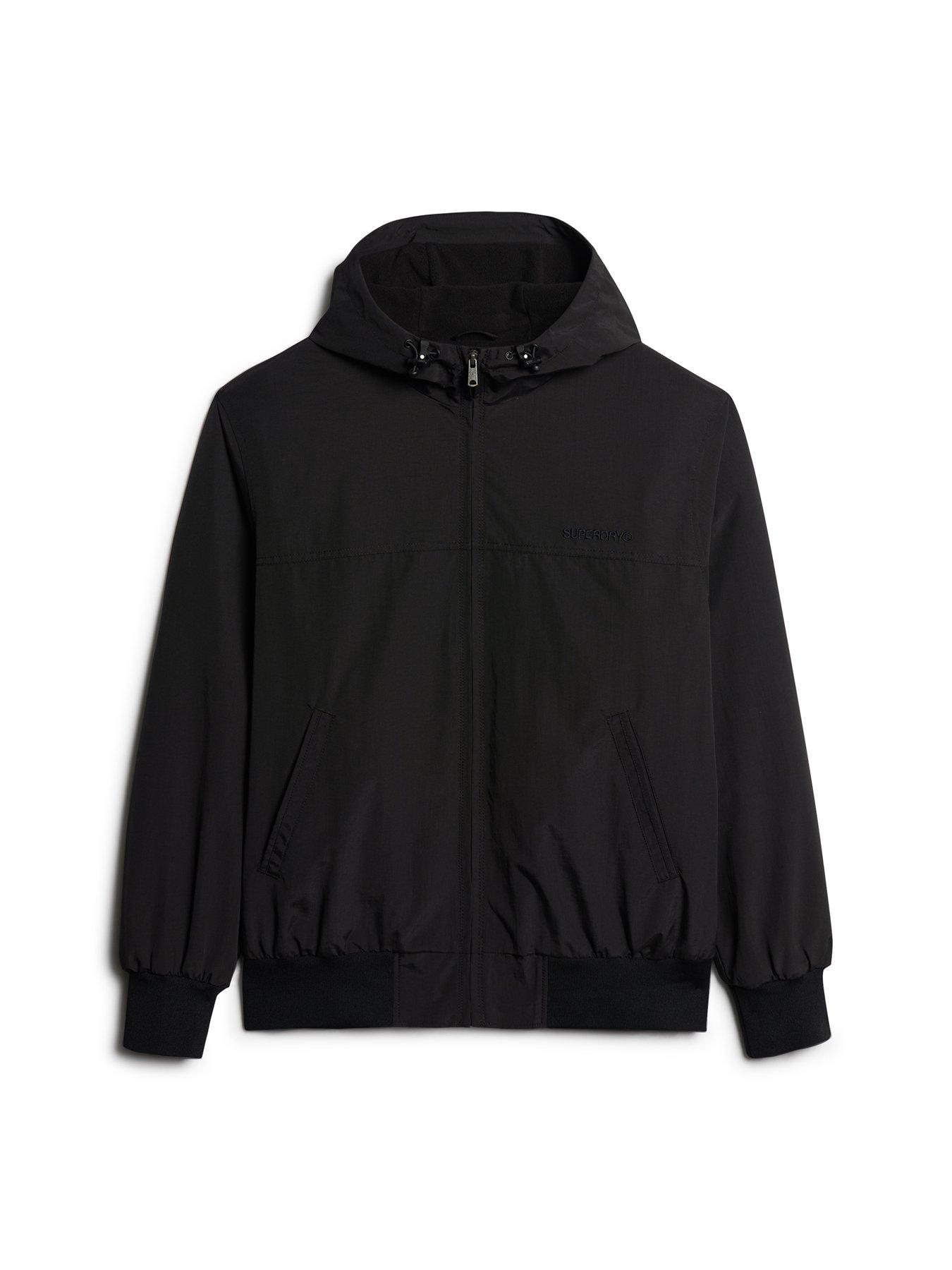  image of superdry-surplus-nylon-hooded-bomber-jacket-black