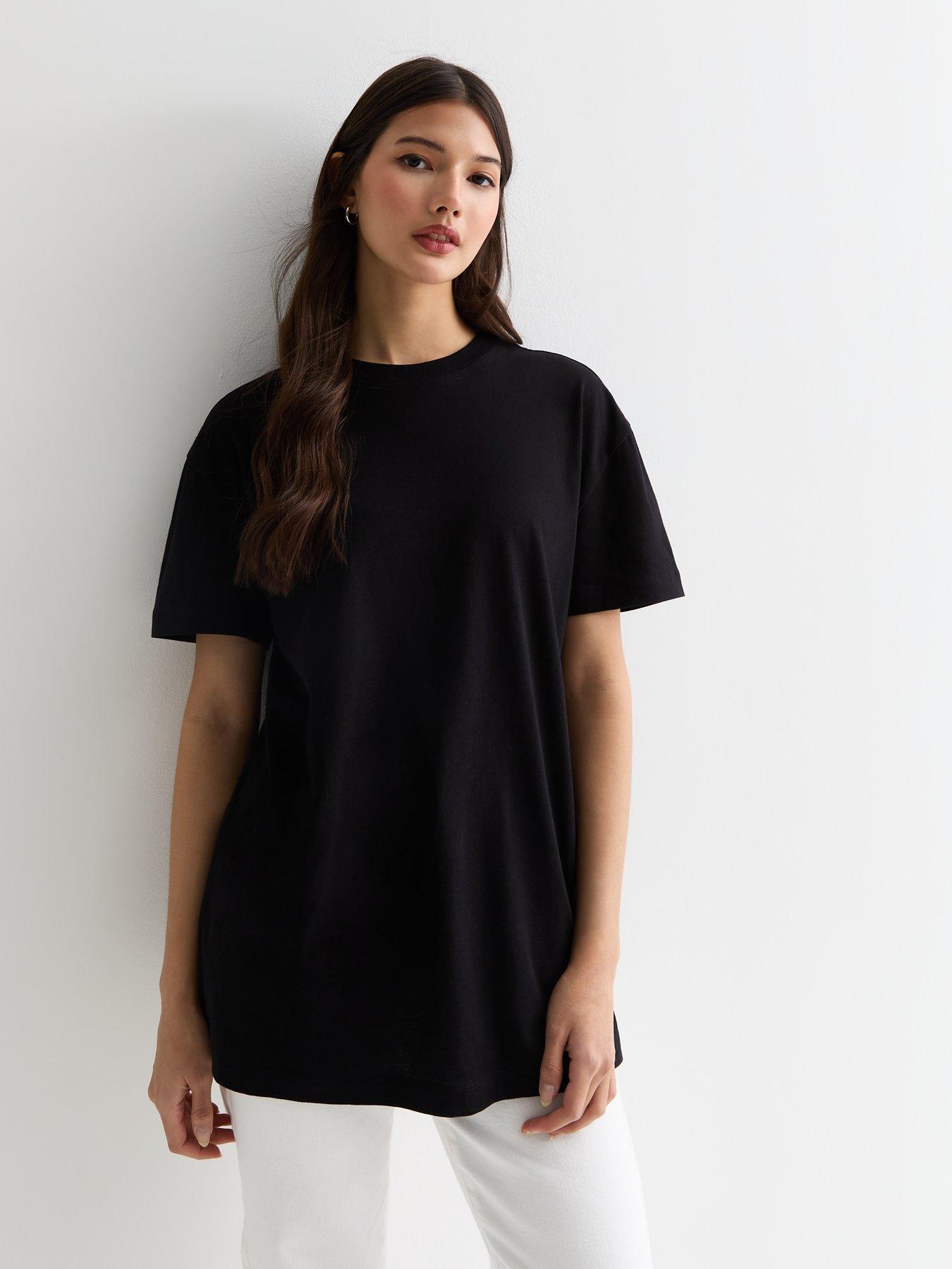 New Look Black Long Cotton T Shirt