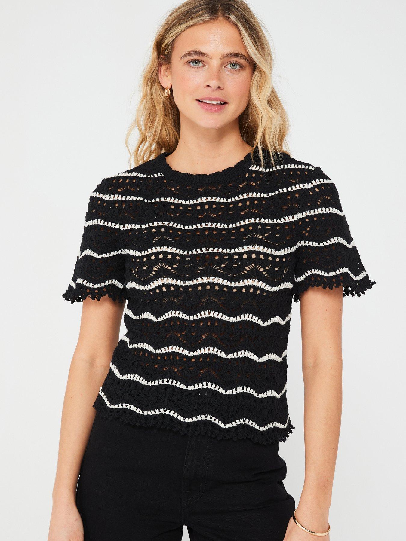  image of only-knitted-stripe-top-black