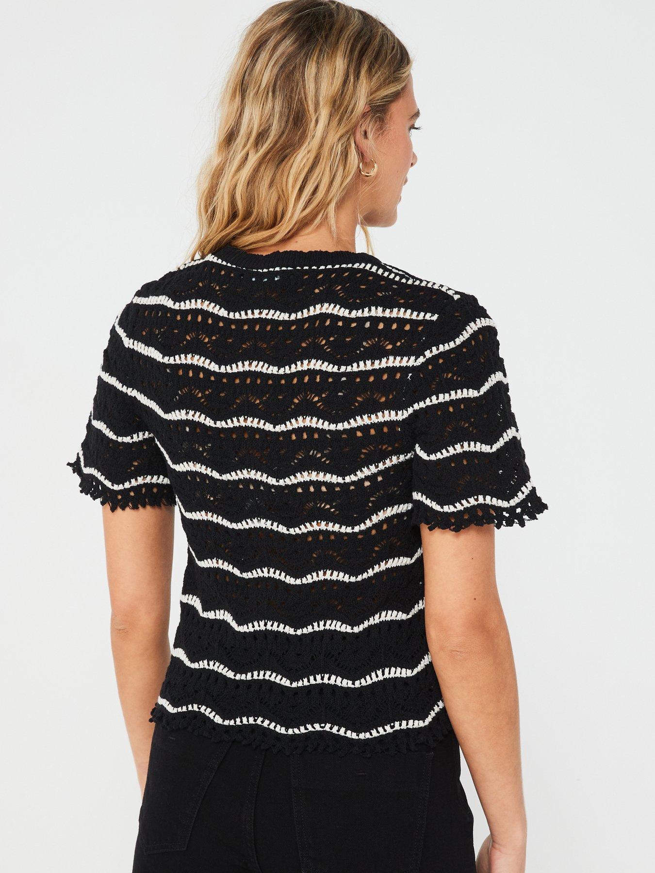  image of only-knitted-stripe-top-black