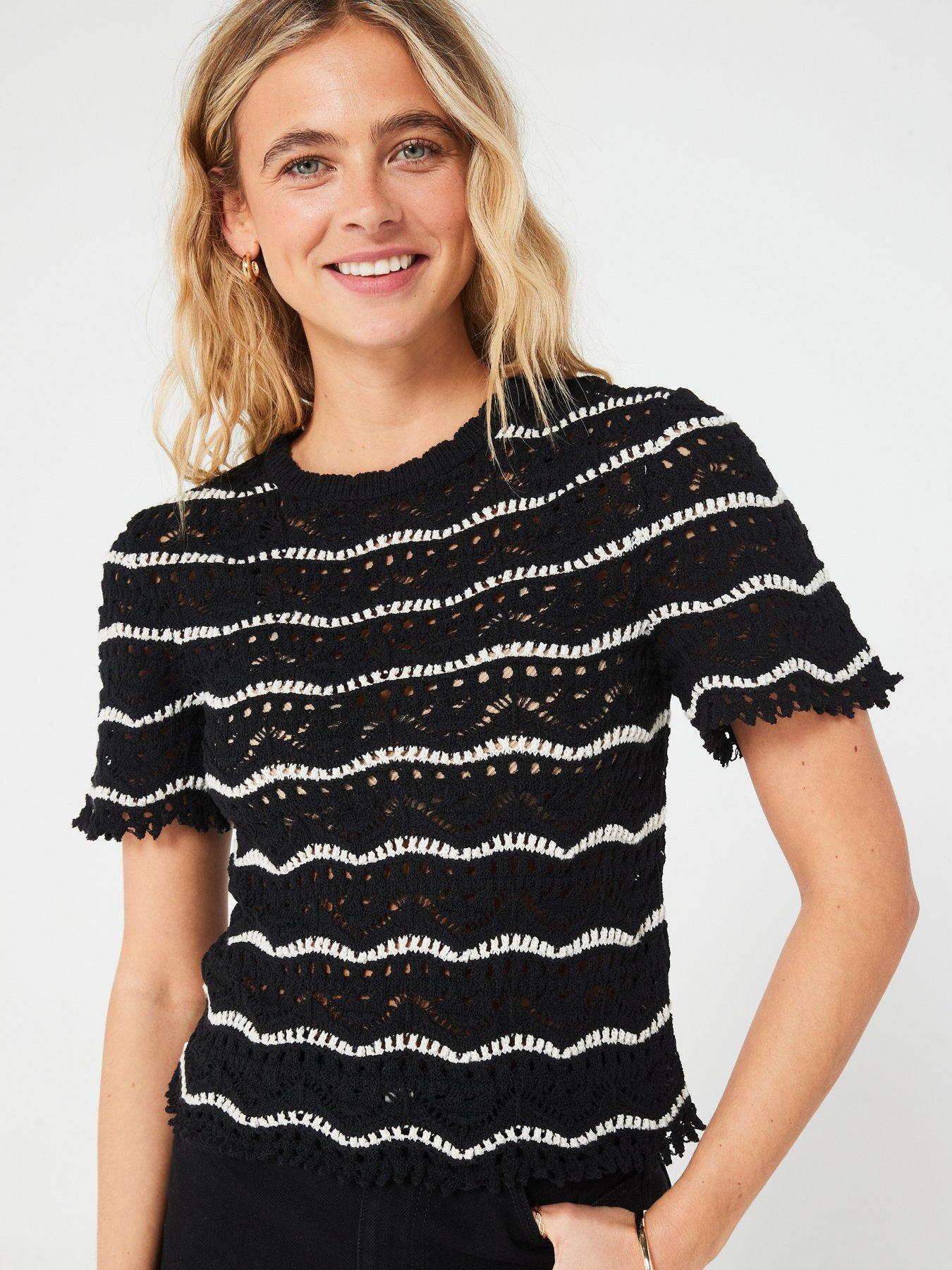  image of only-knitted-stripe-top-black