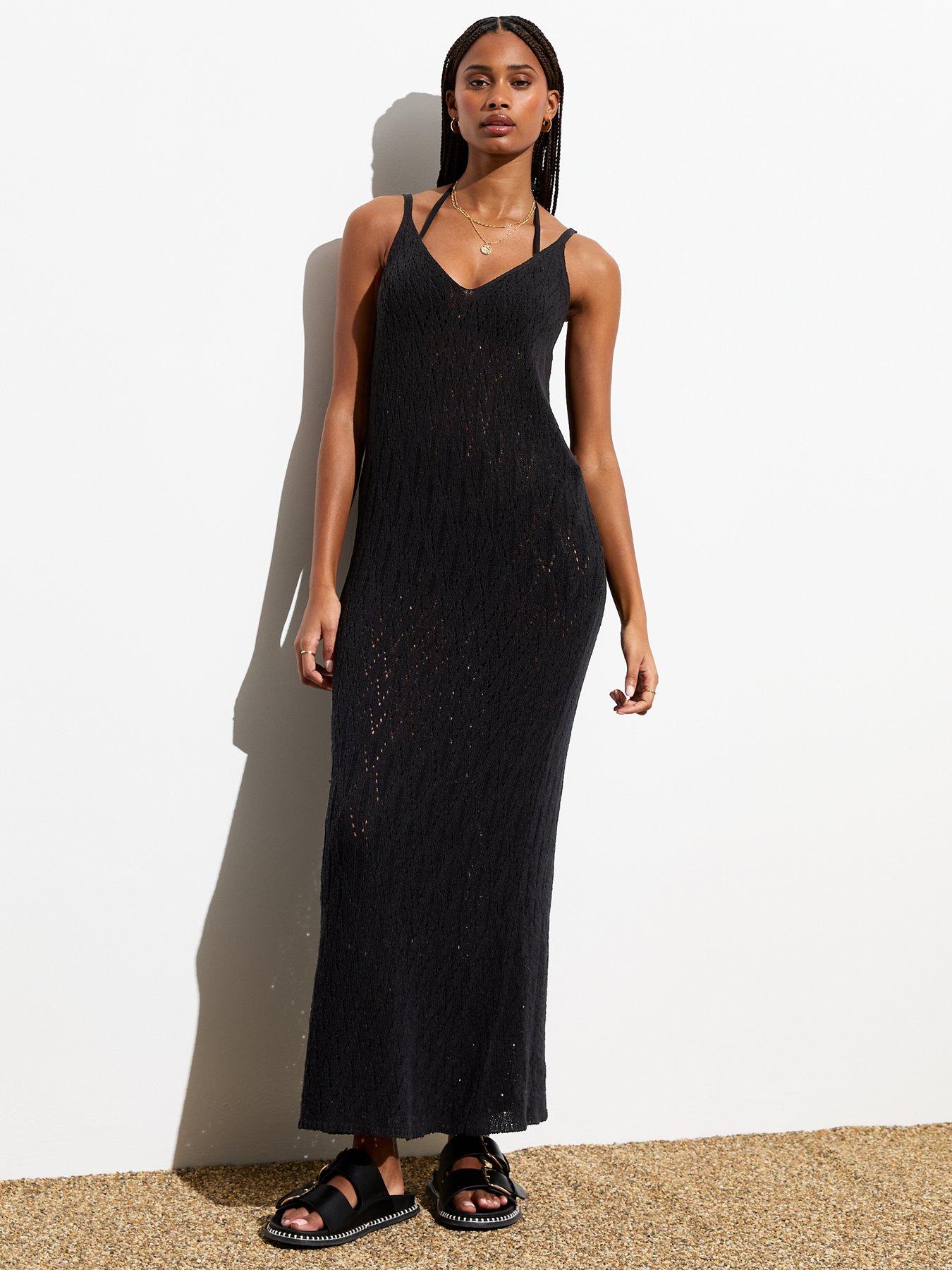 Black Crochet Maxi Beach Dress