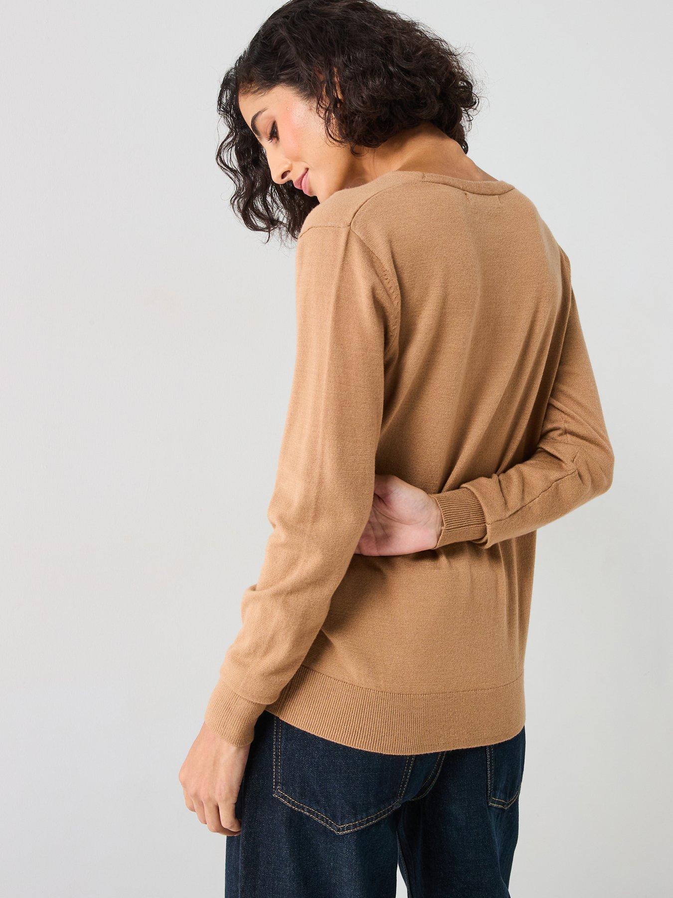  image of everyday-v-neck-knitted-jumper-neutral