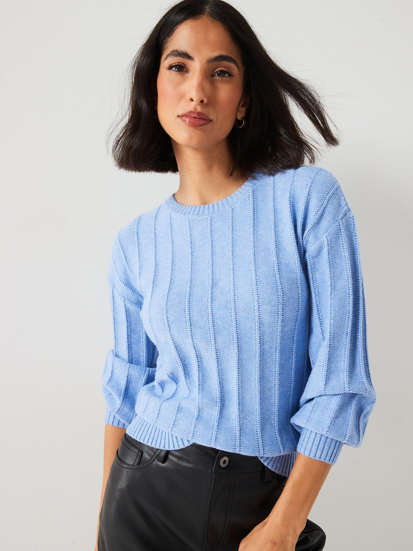 Everyday Crew Neck Ribbed Jumper Blue littlewoods