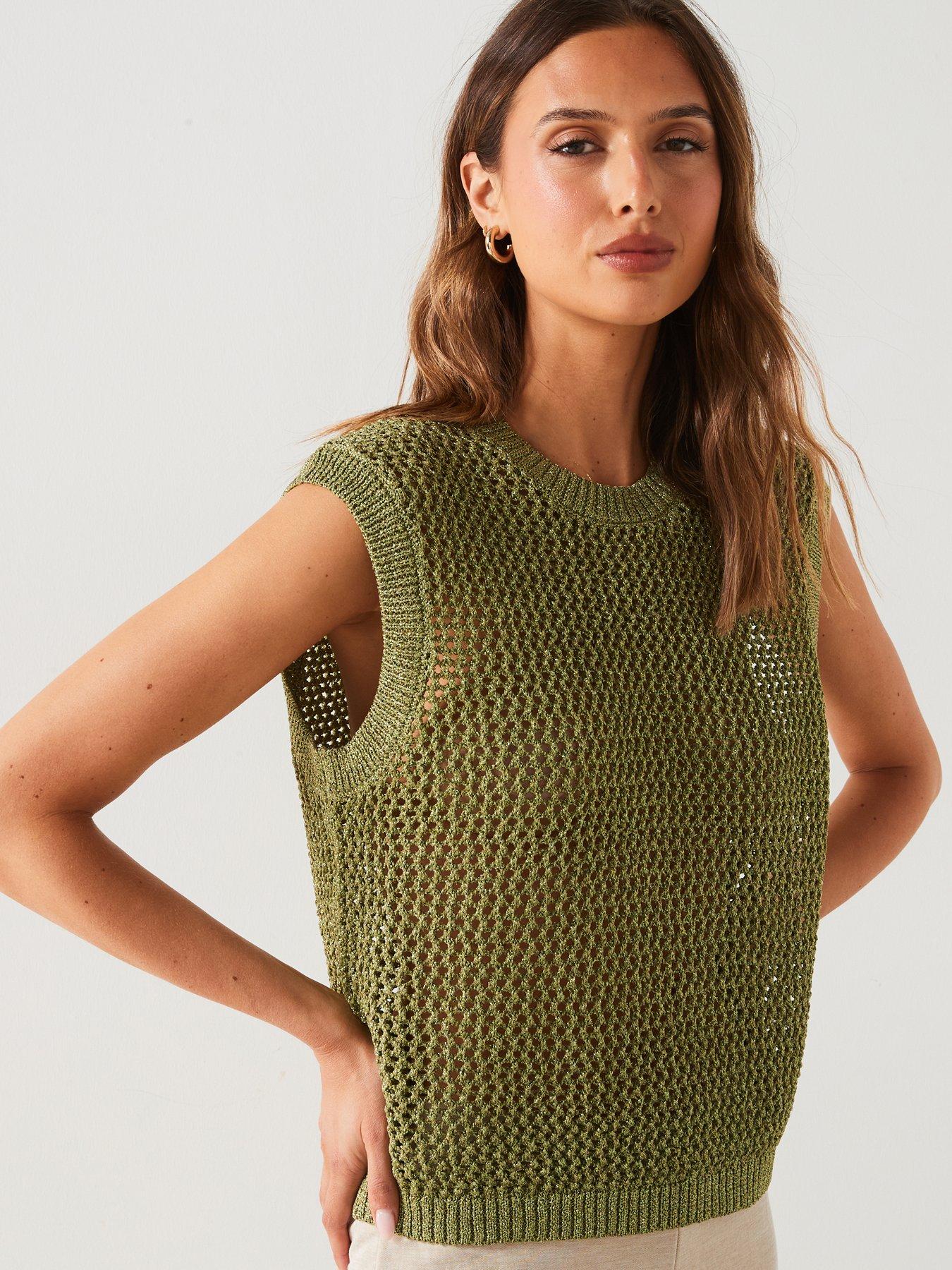 Image 1 of 6 of Only Glitter Knitted Top - Green