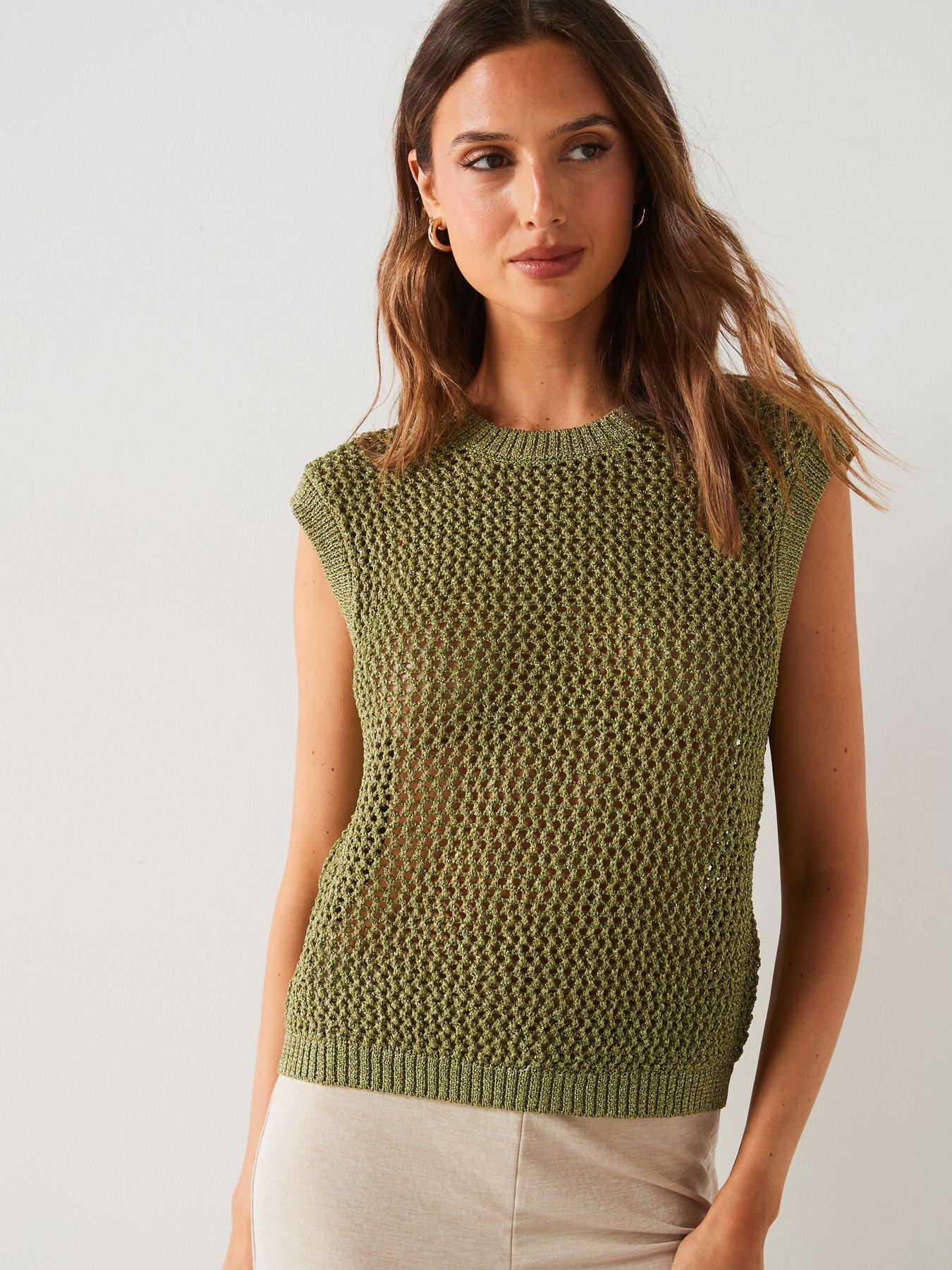 Image 4 of 6 of Only Glitter Knitted Top - Green