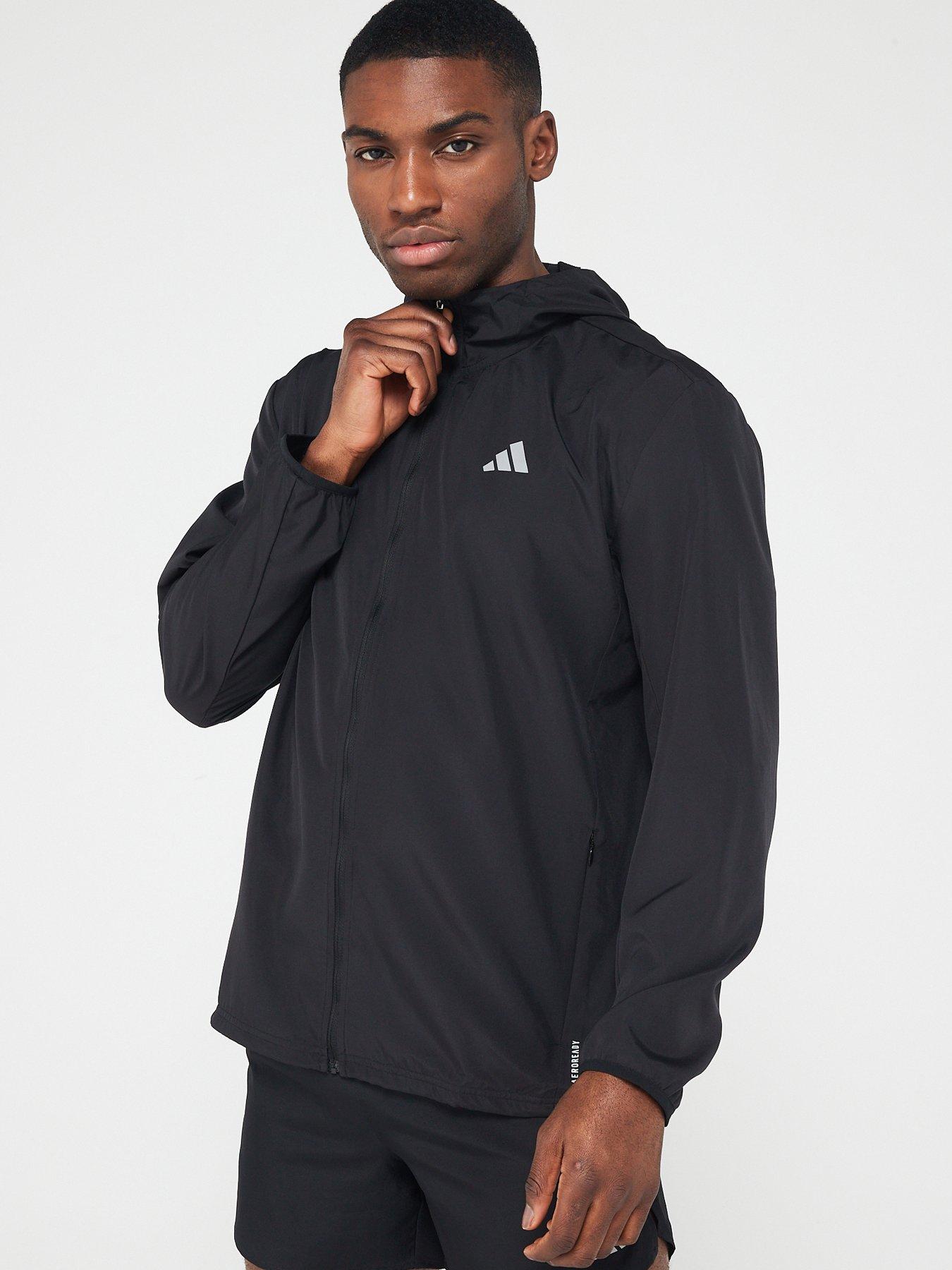 men's essential hooded running jacket black