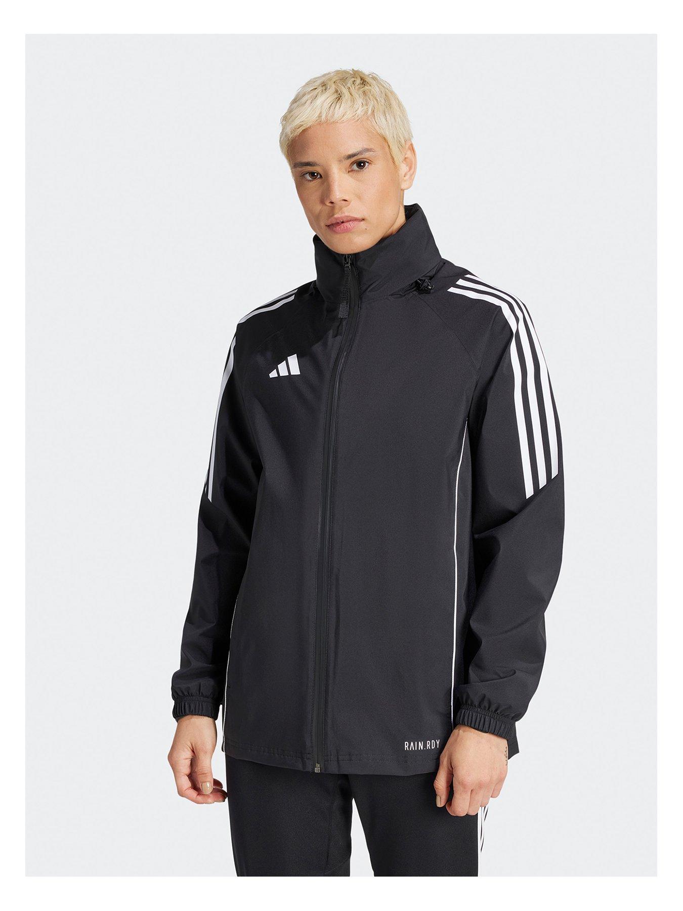 adidas Sportswear Womens 3 Stripe Windbreaker Black White littlewoods