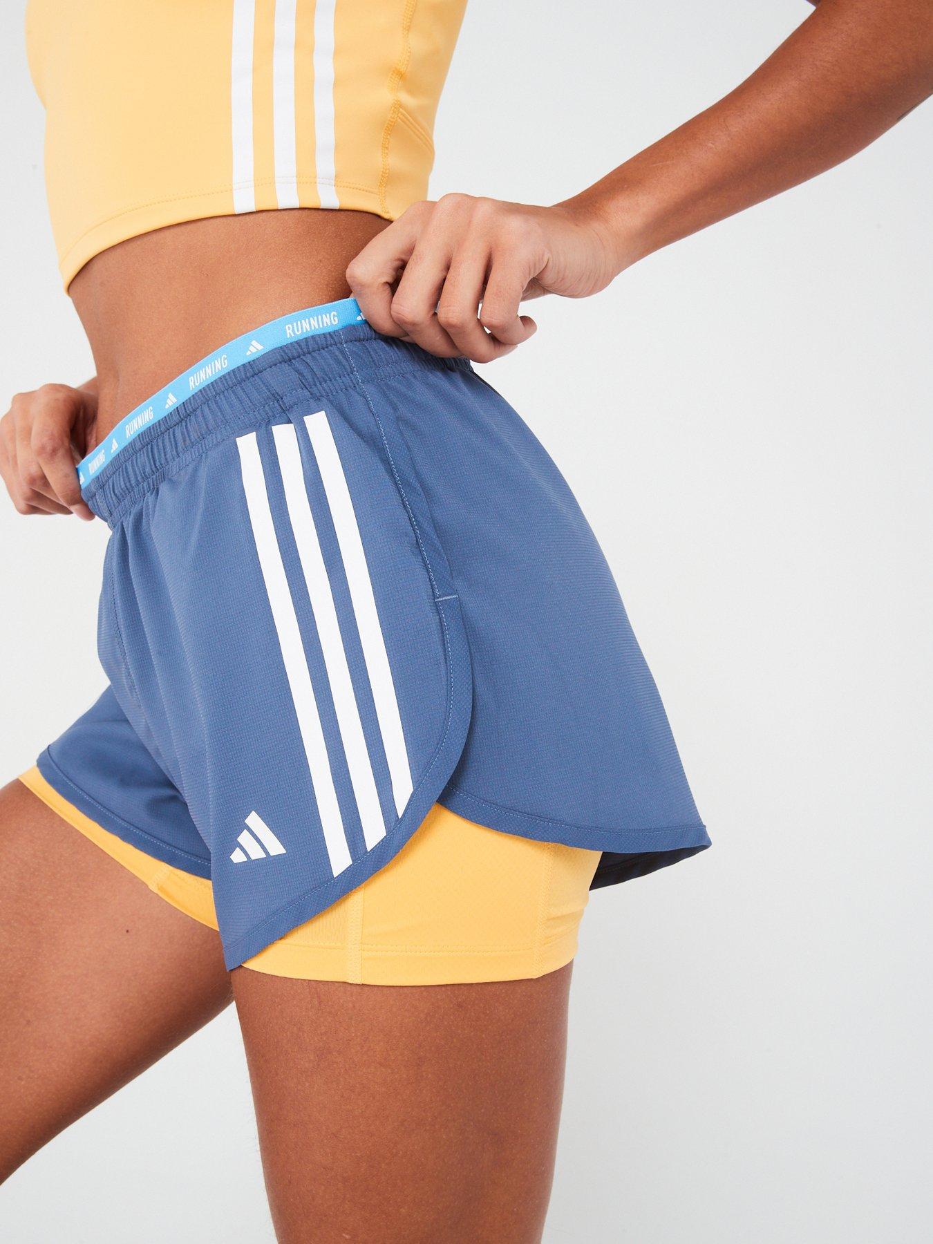 adidas Women's Running Own The Run Stripes 2-in-1 Shorts Navy