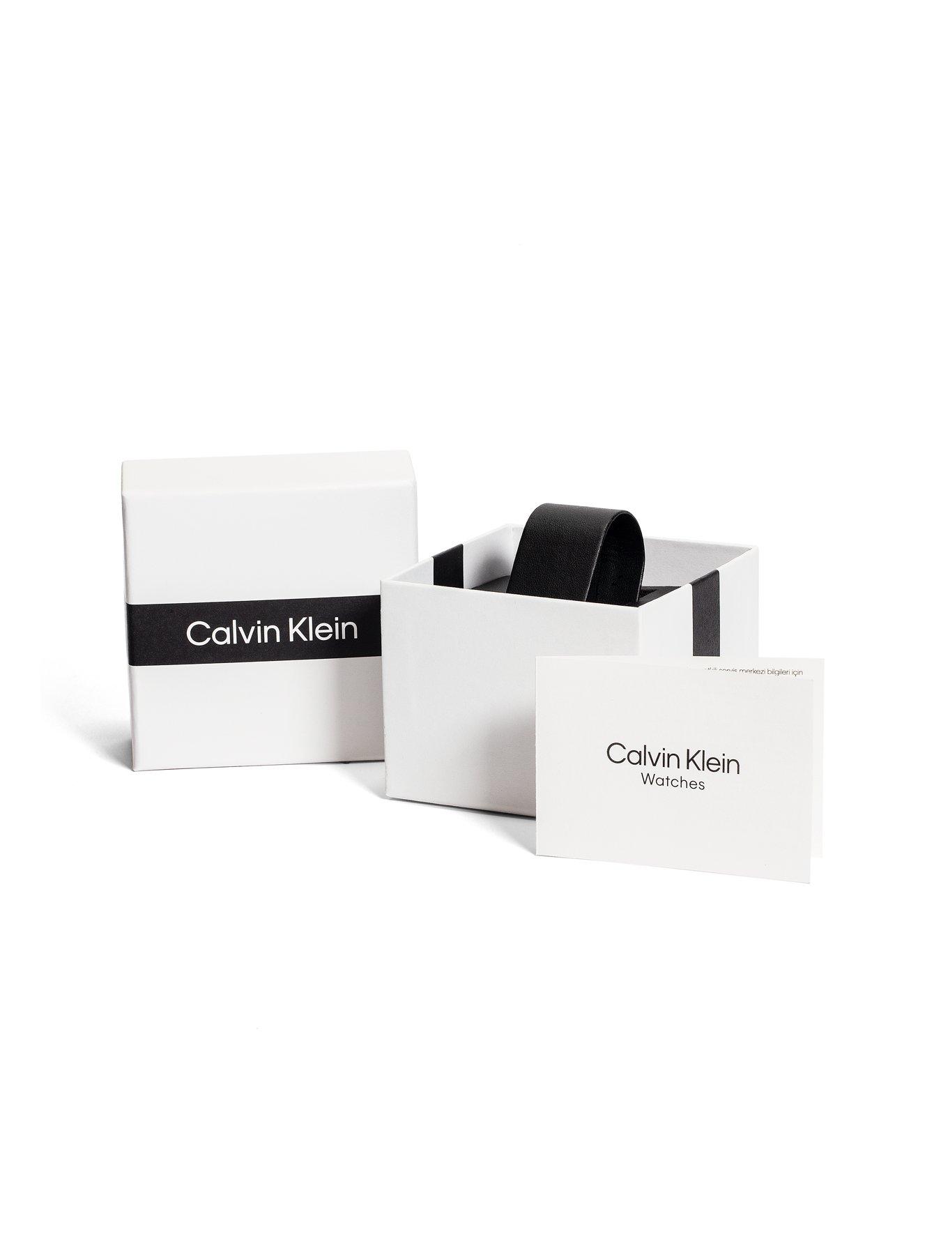  image of calvin-klein-womens-calvin-klein-two-tone-stainless-steel-and-gold-plated-bangle-watch