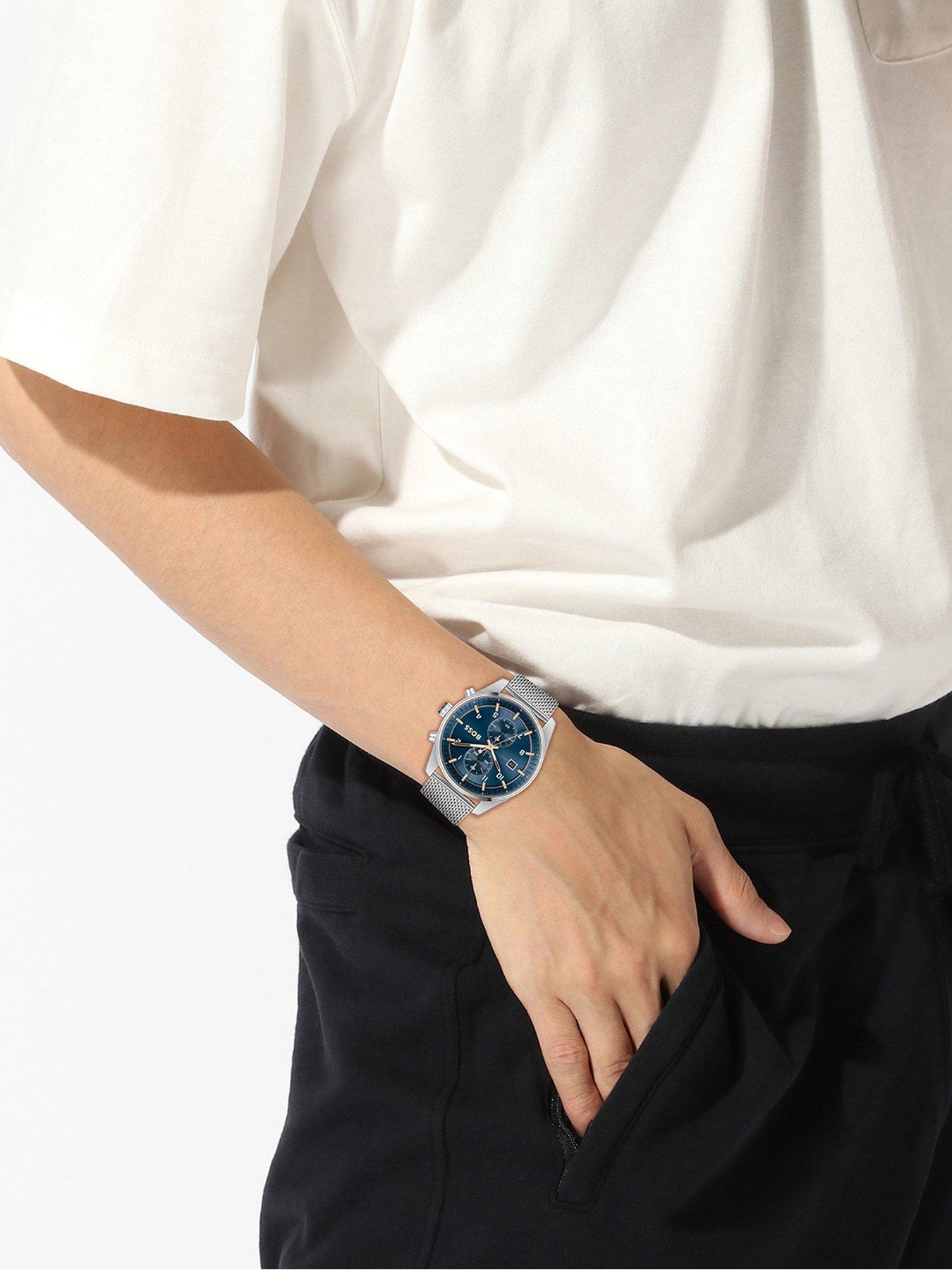  image of boss-gents-skytraveller-chronograph-mesh-bracelet-watch