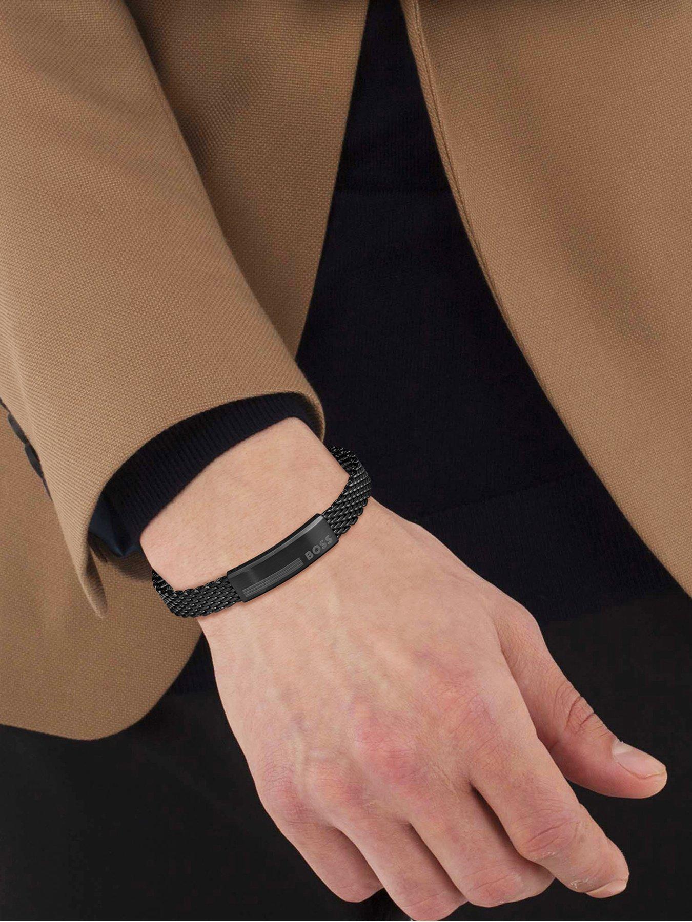 Image 3 of 3 of BOSS Gents Alen Black IP Mesh Bracelet