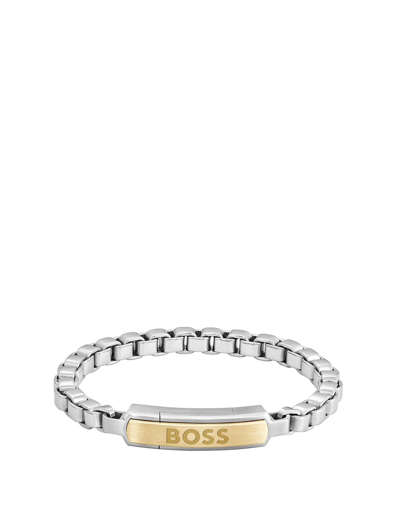 BOSS Gents Devon Box Chain Stainless Steel Bracelet