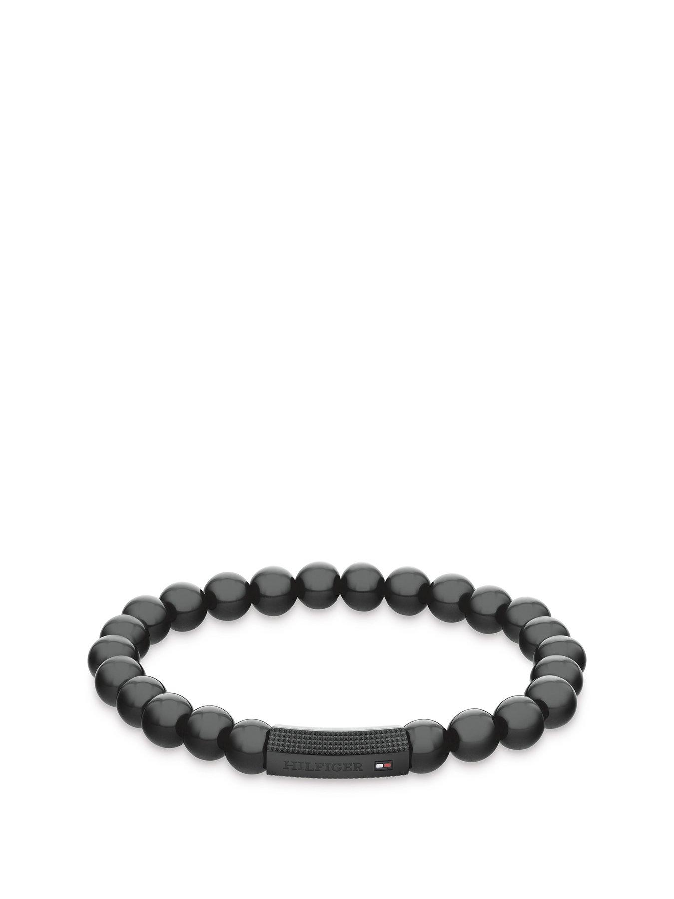 undefined men's black IP onyx beaded bracelet