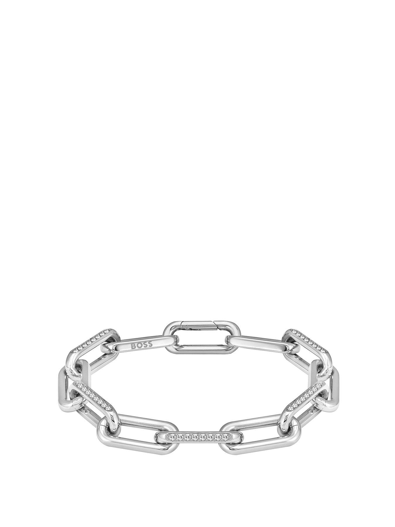BOSS Ladies Halia Stainless Steel Crystal Linked Bracelet