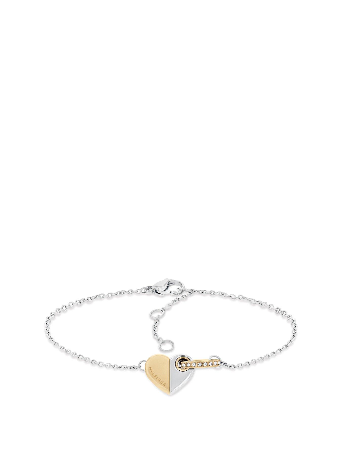 tommy-hilfiger-womens-two-tone-stainless-steel-and-gold-plated-heart-bracelet