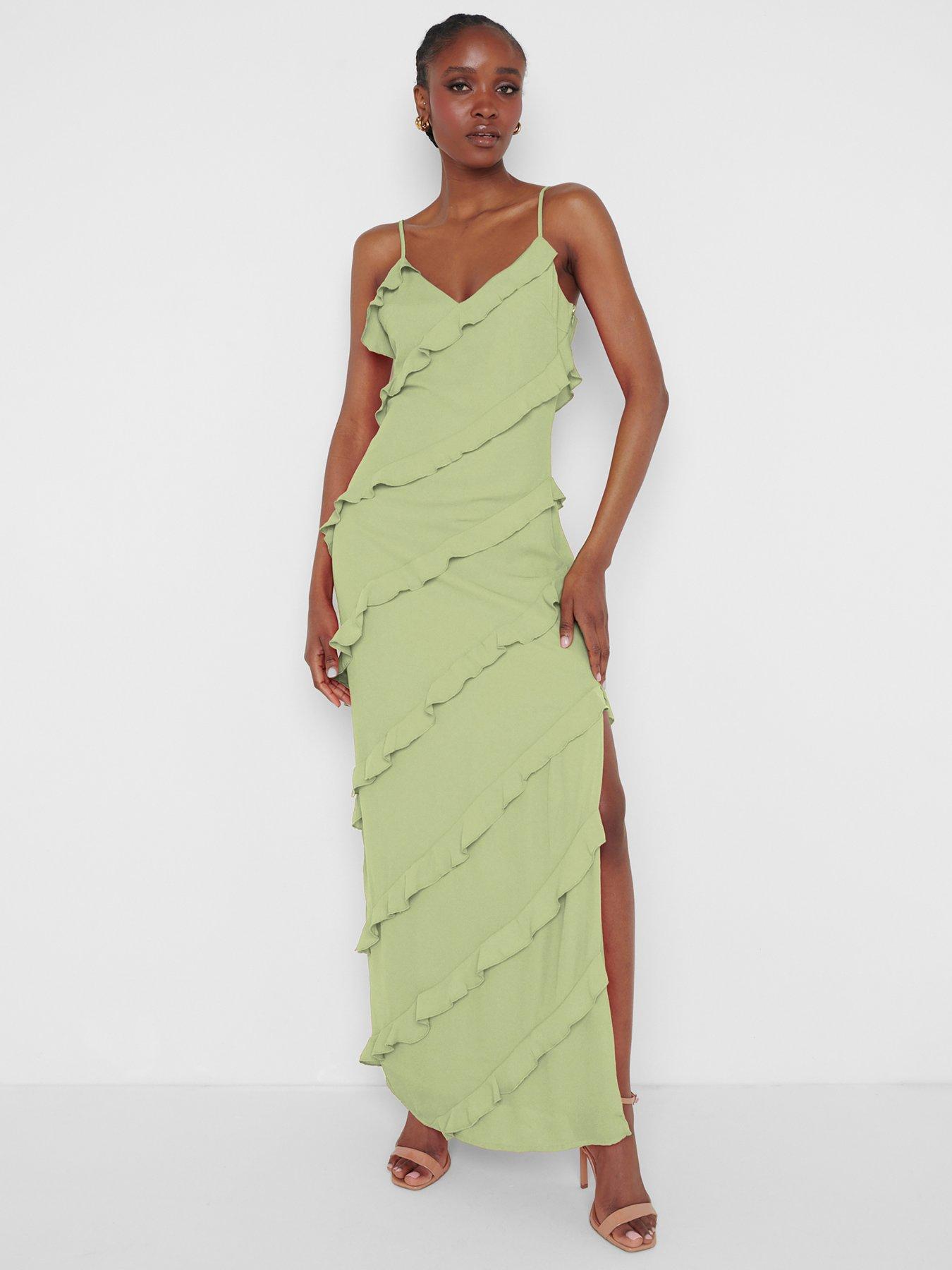 Pretty Lavish Nadine Ruffle Maxi Dress Green littlewoods