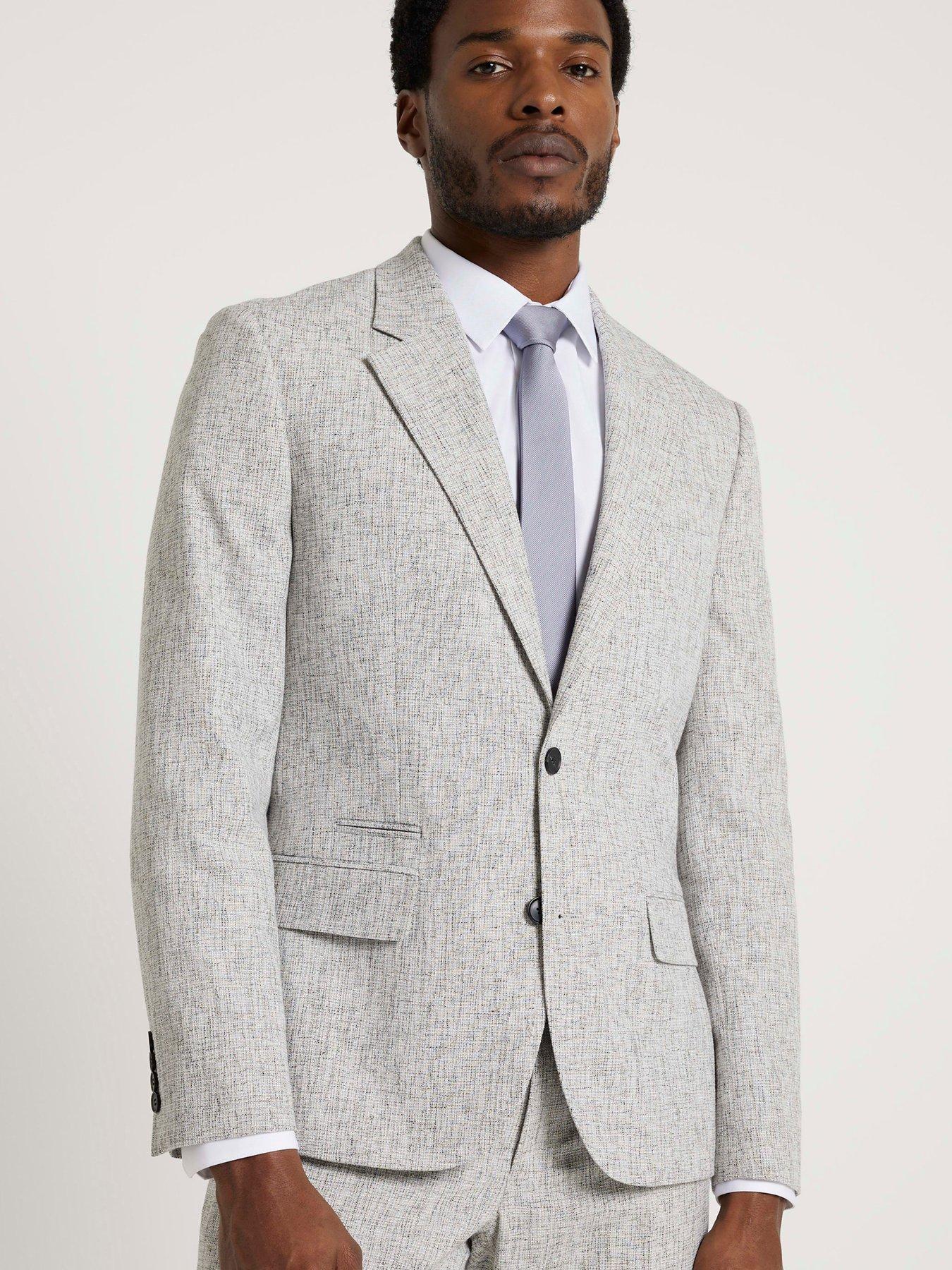 River Island Textured Suit Jacket - Grey | littlewoods.com