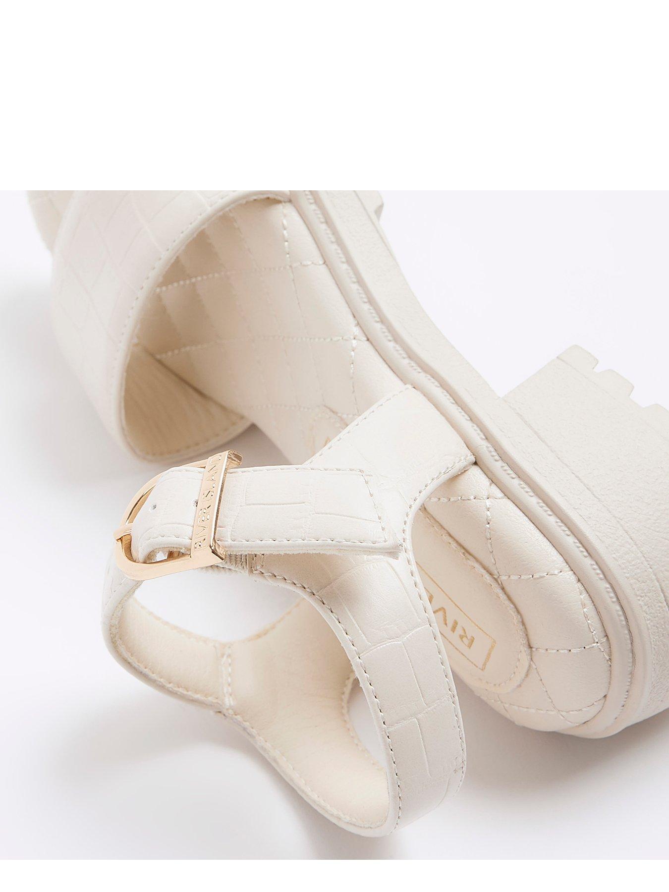 Girls Embossed Chunky Sandals Cream