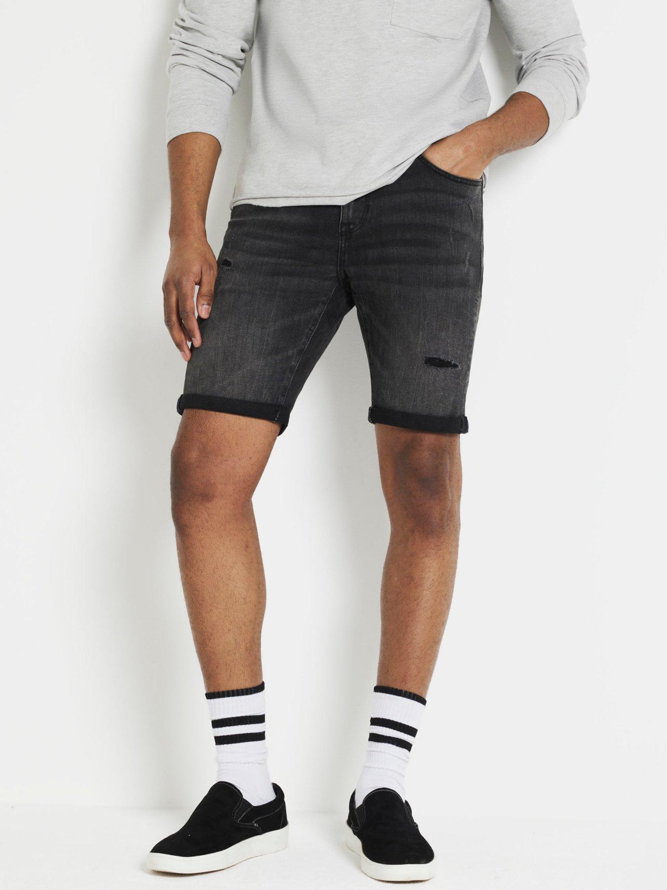 River island black denim shorts on sale