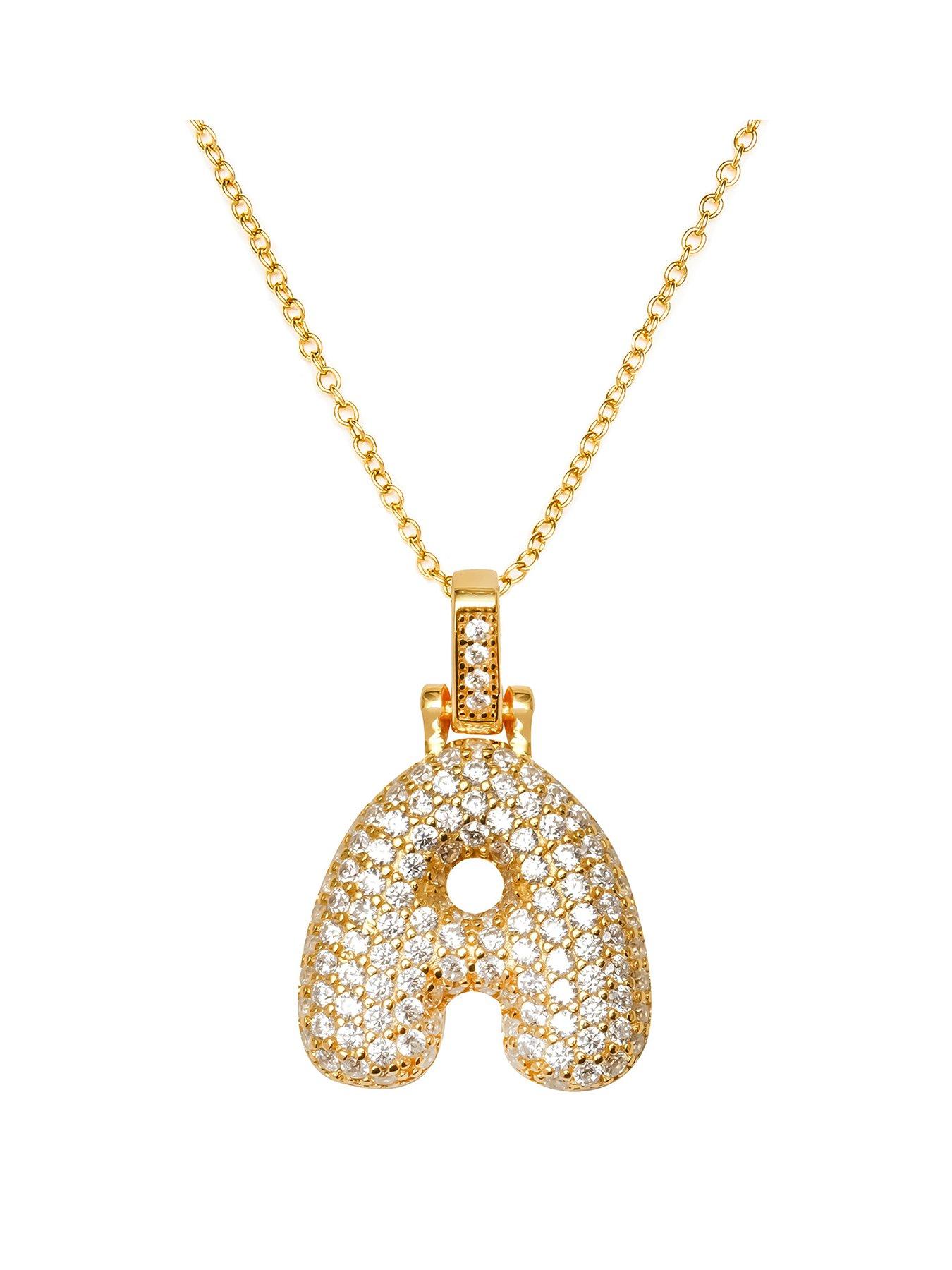 undefined 18ct gold plated sterling silver letter bubble pendant on curb chain
