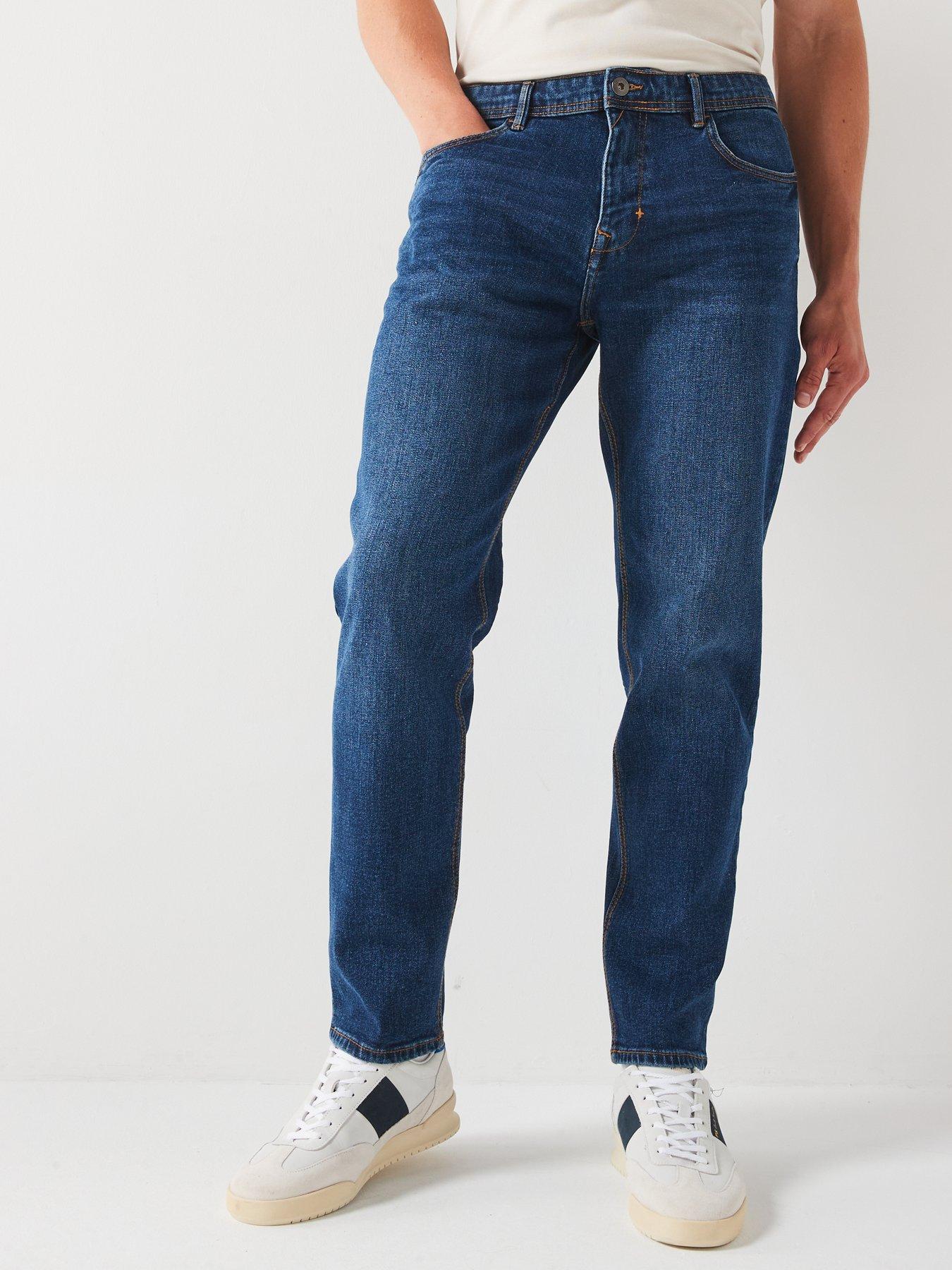 The Very Collection Straight Tapered Jean with Stretch - Mid Blue Wash