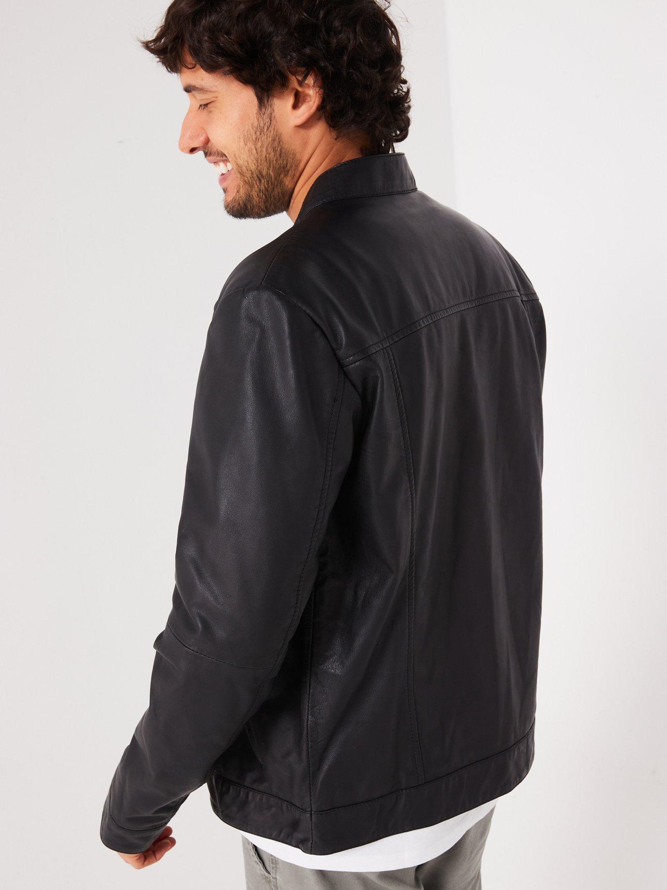  image of very-man-leather-racer-jacket-black
