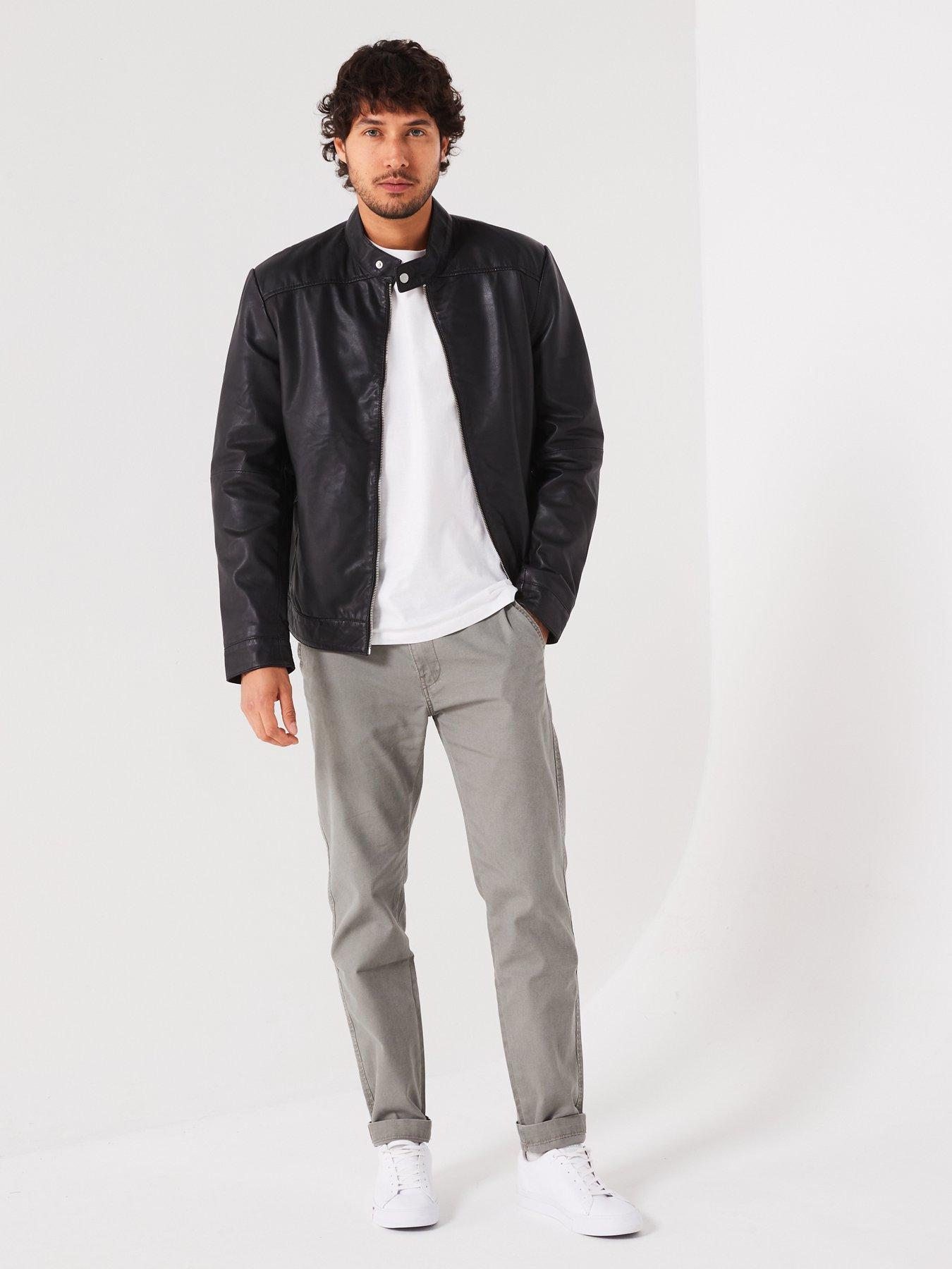  image of very-man-leather-racer-jacket-black