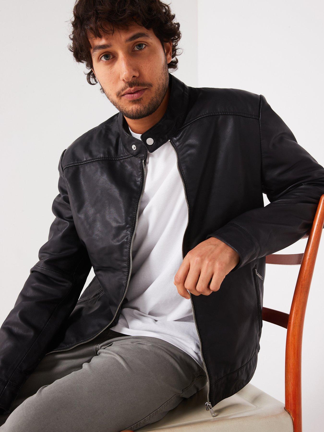  image of very-man-leather-racer-jacket-black