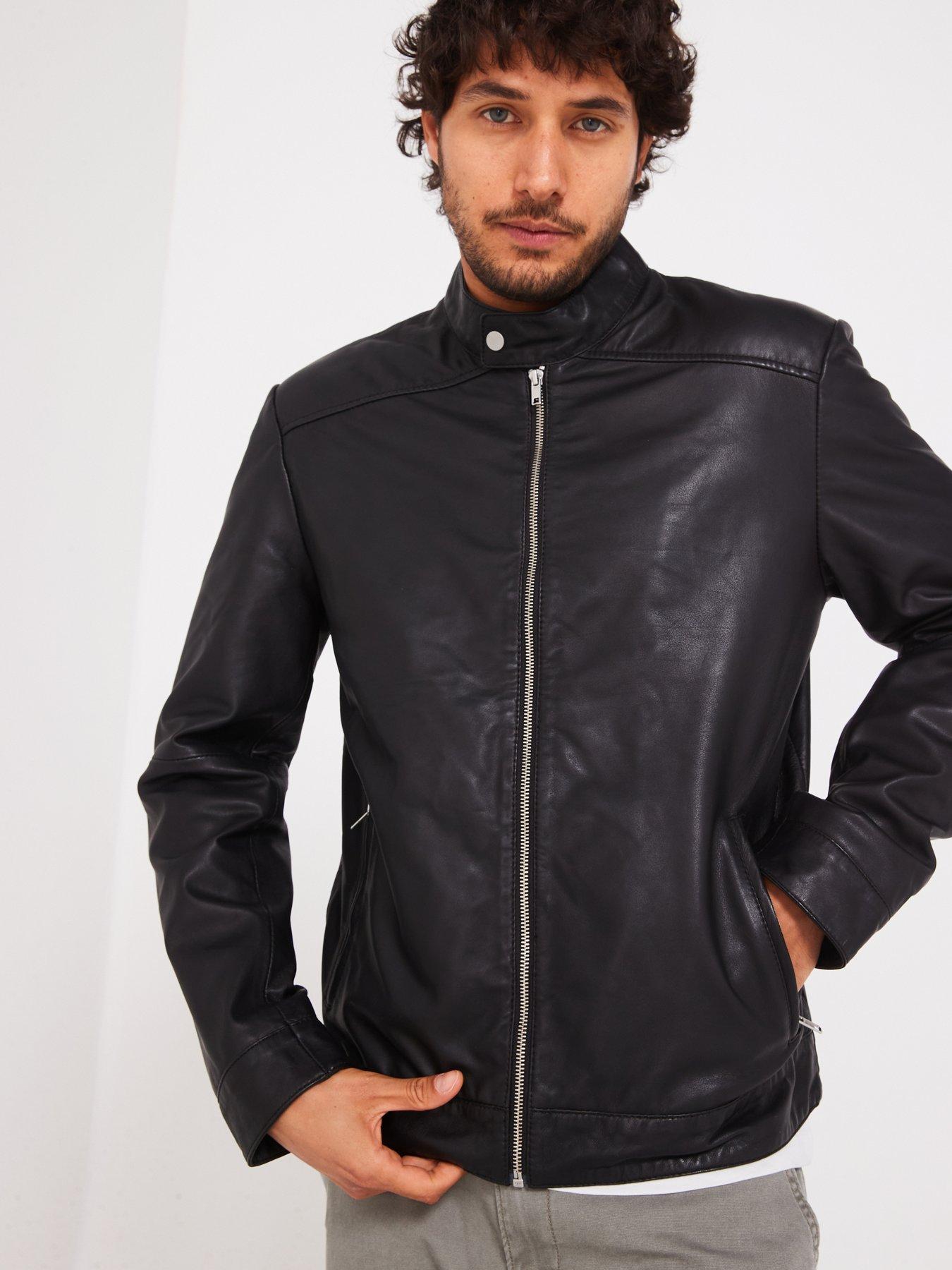  image of very-man-leather-racer-jacket-black