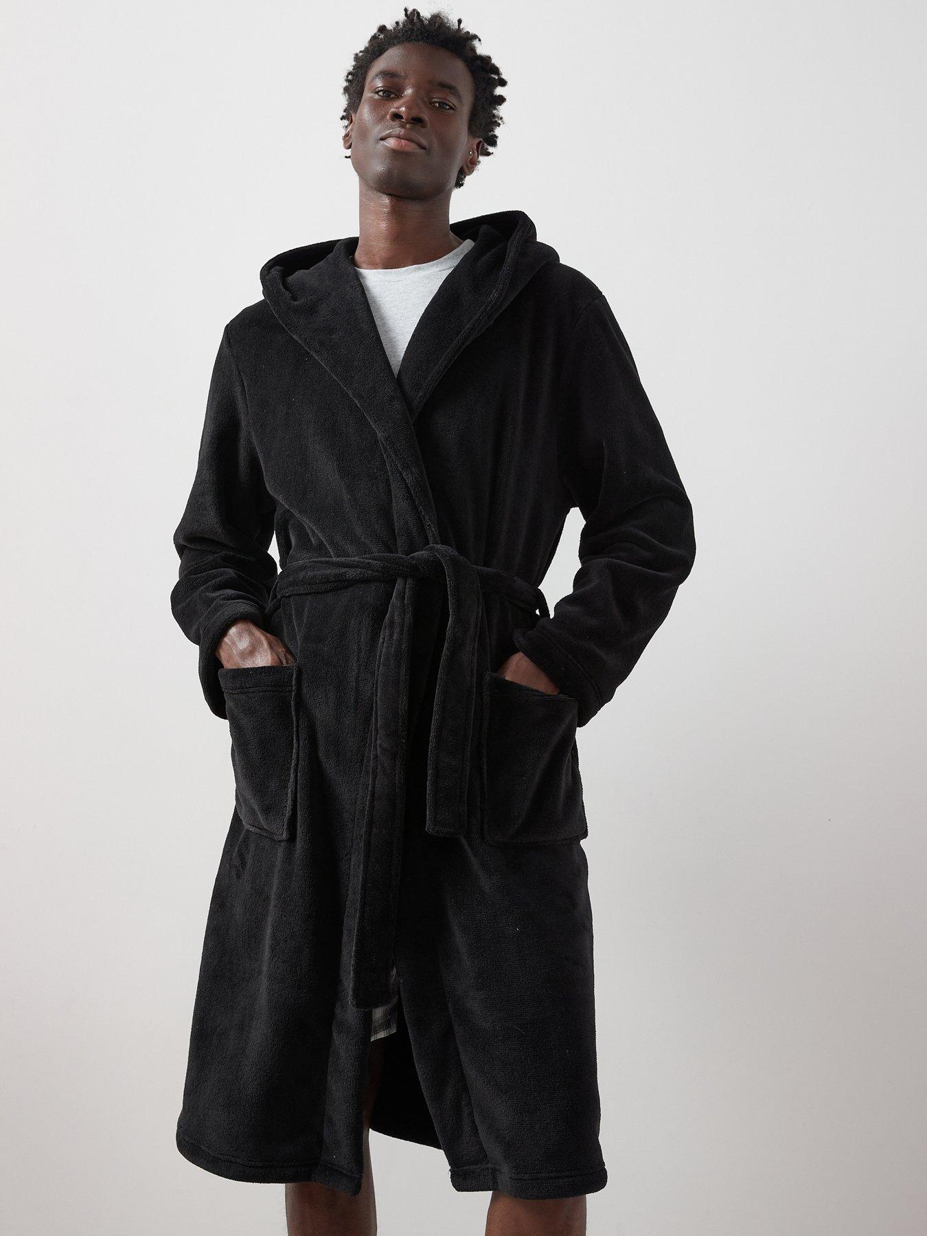 The Very Collection Supersoft Hooded Dressing Gown - Black