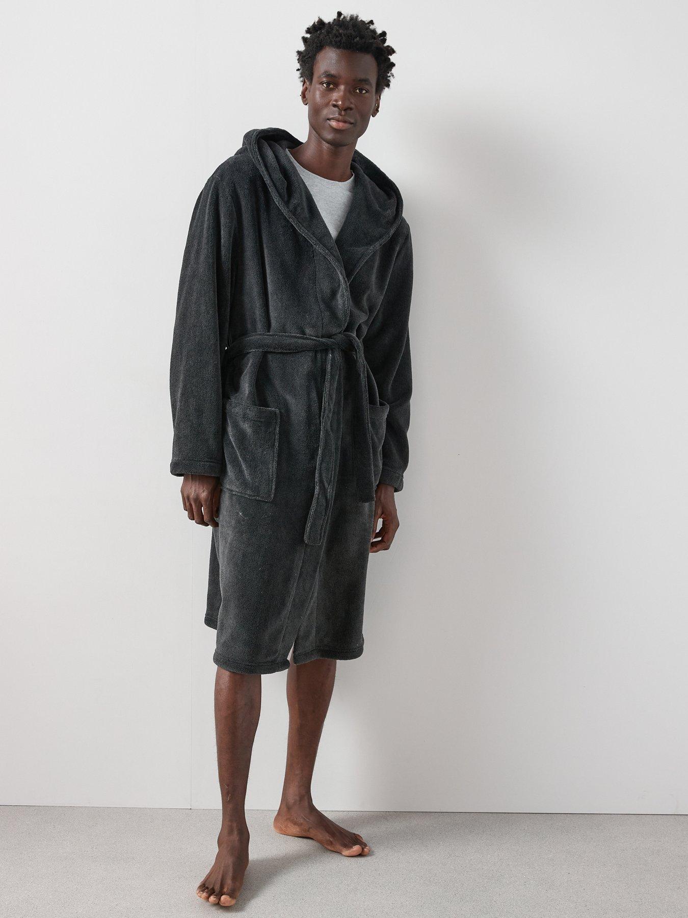 Image 1 of 6 of Very Man Supersoft Hooded&nbsp;Dressing Gown&nbsp;- Charcoal