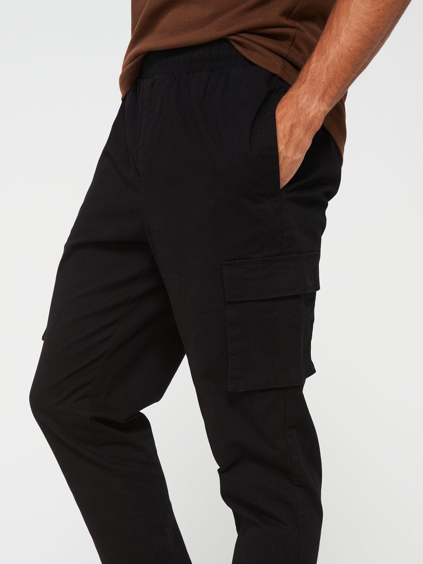  image of very-man-slim-cargo-trouser-black