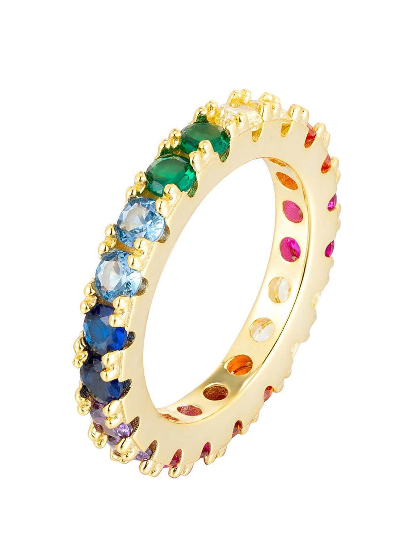 undefined 18ct gold plated sterling silver Rainbow CZ  Eternity Ring