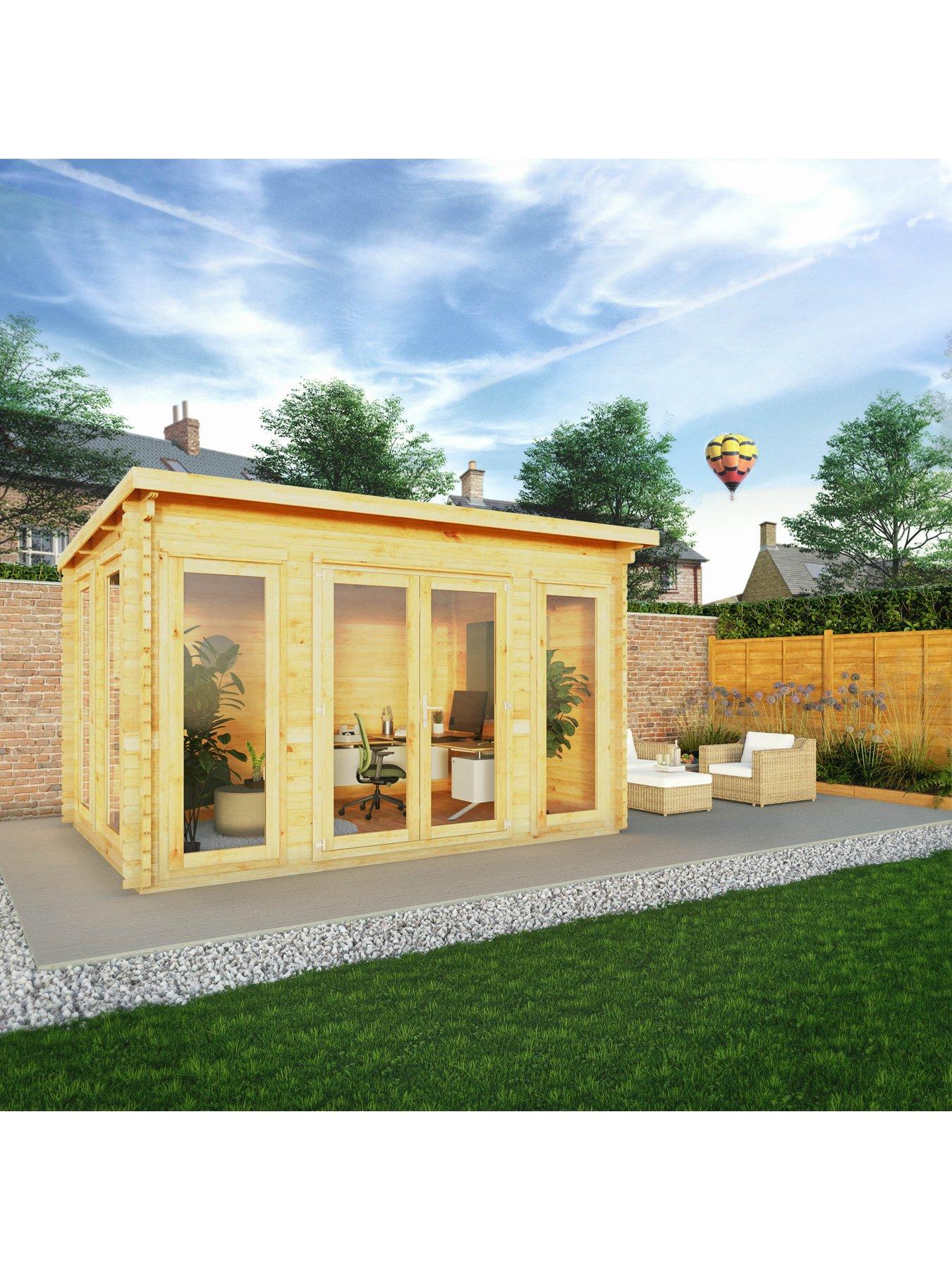 Image 2 of 7 of MERCIA 4m x 3m Studio Pent Log Cabin - 28mm - PEFC Certified