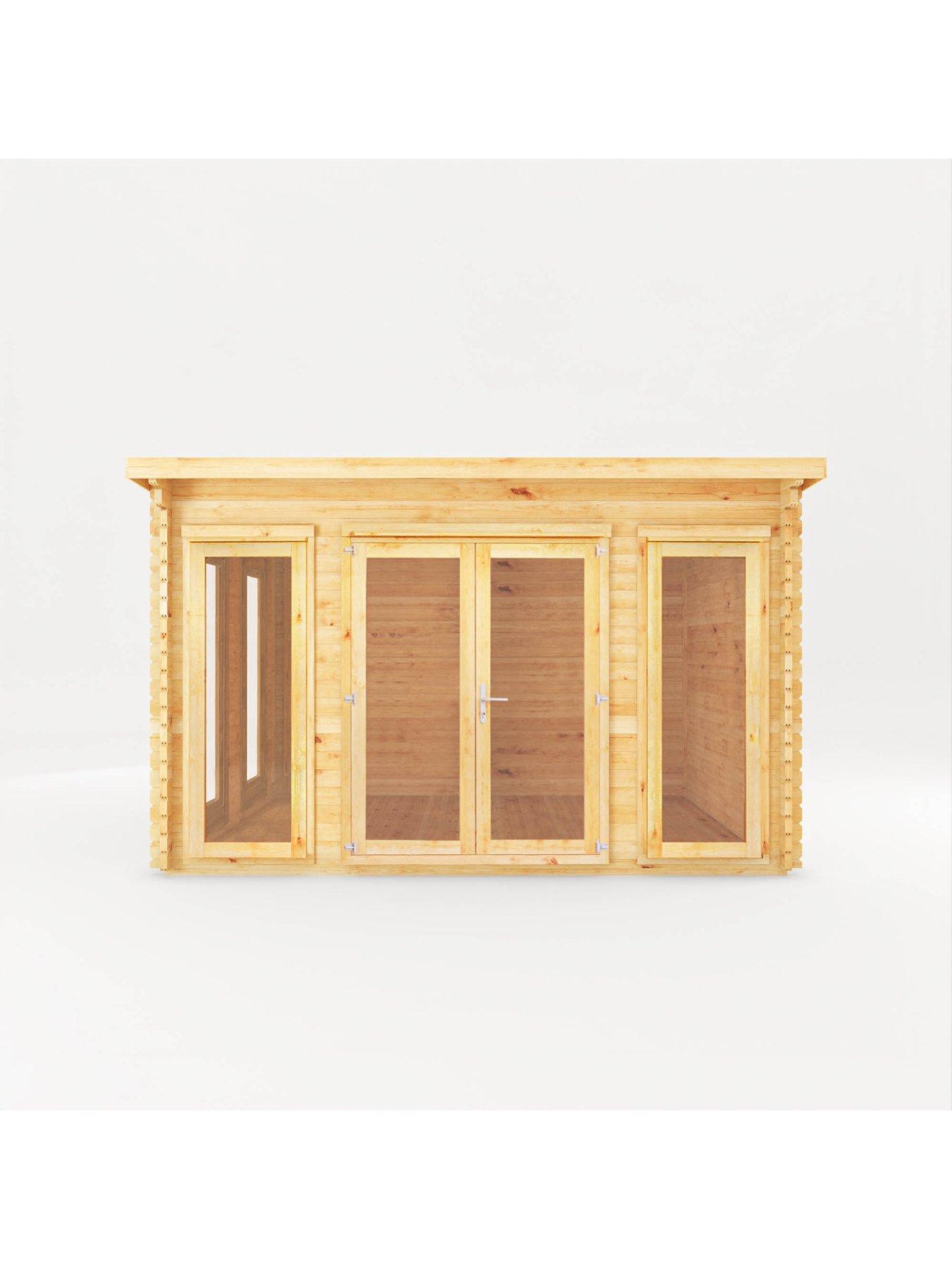 Image 3 of 7 of MERCIA 4m x 3m Studio Pent Log Cabin - 28mm - PEFC Certified