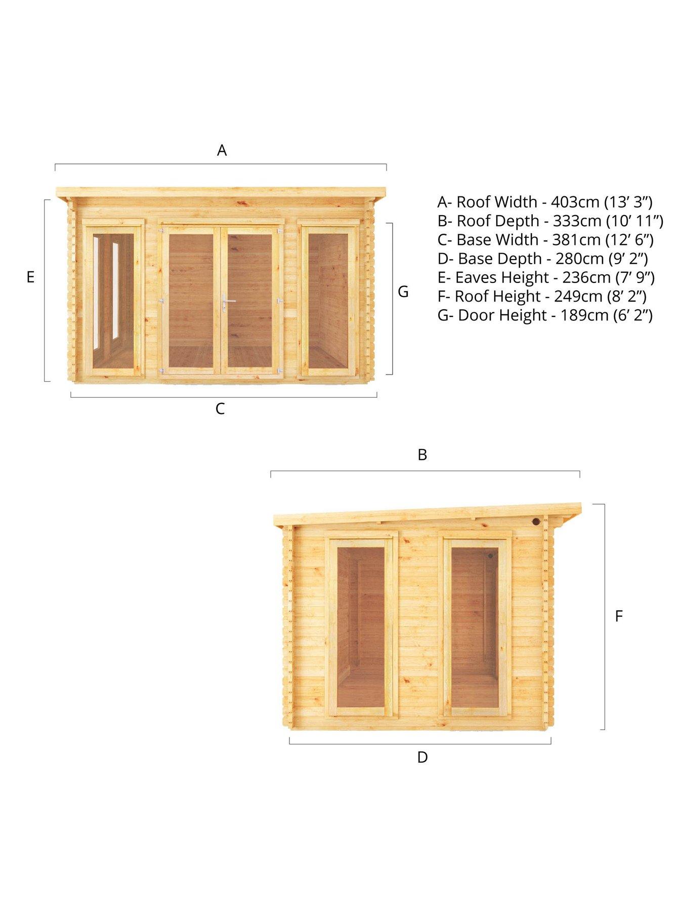 Image 6 of 7 of MERCIA 4m x 3m Studio Pent Log Cabin - 28mm - PEFC Certified