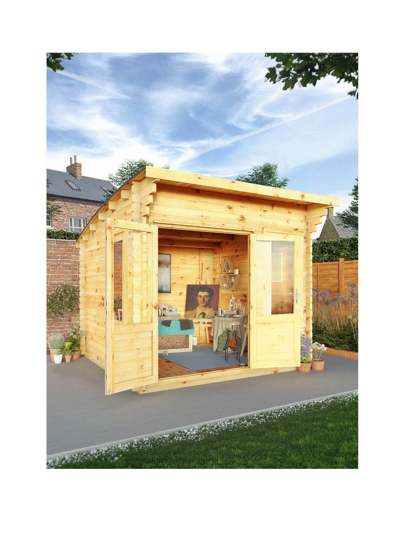 undefined 3m x 3m Curved Roof Log Cabin - 44mm