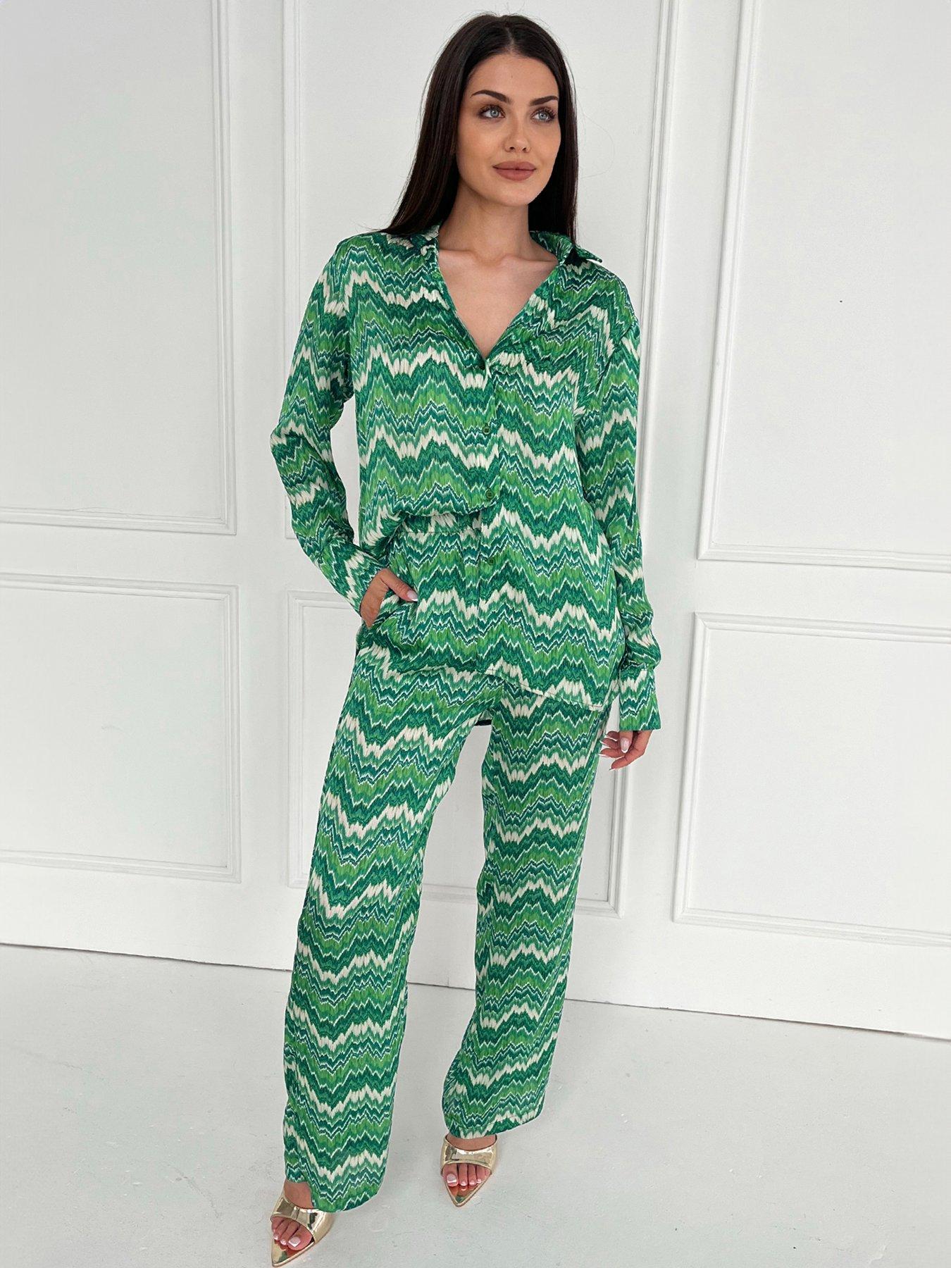 undefined Abstract Printed Long Sleeve Shirt - Green