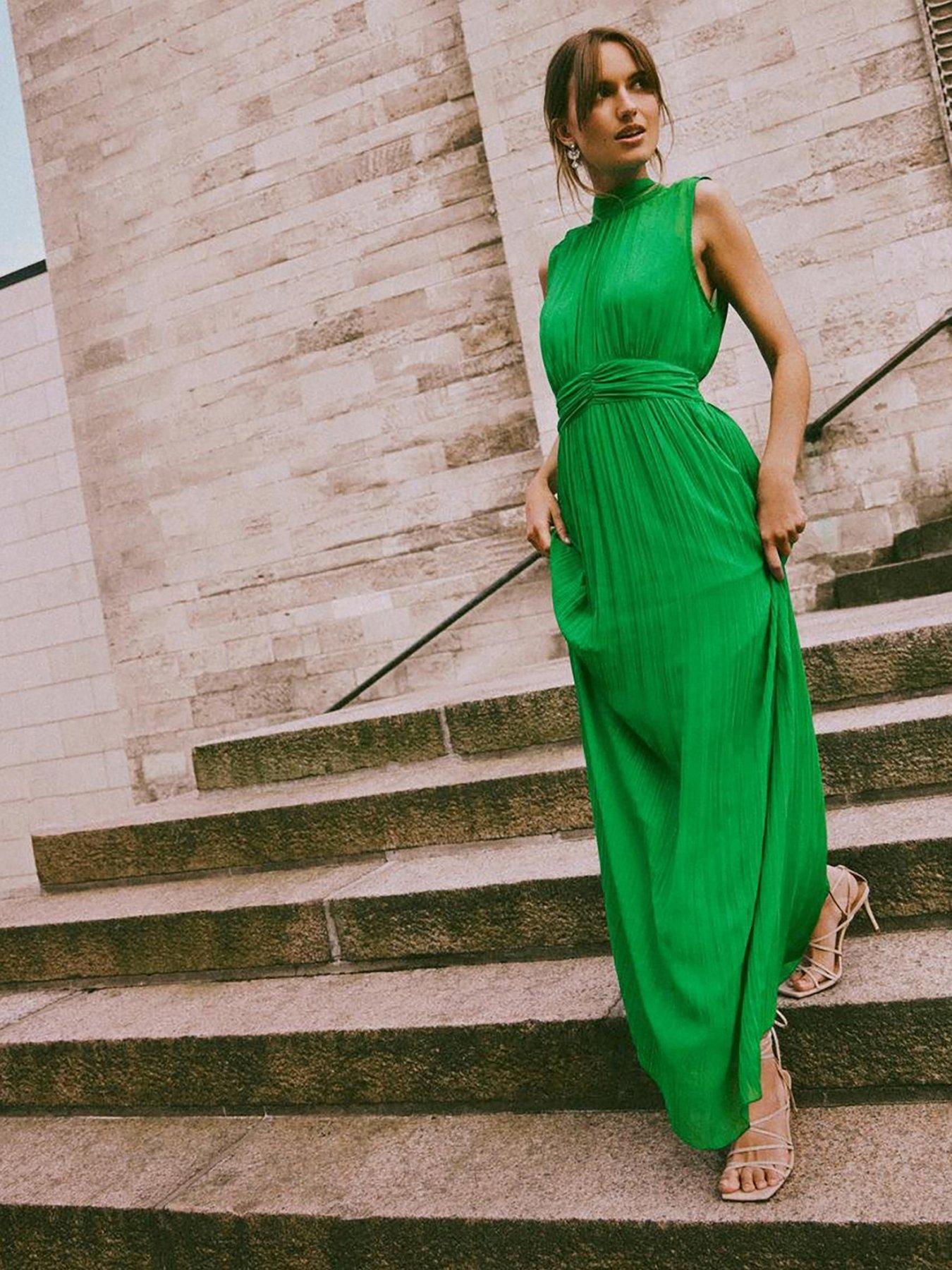 Vila High Neck Maxi Dress Green littlewoods