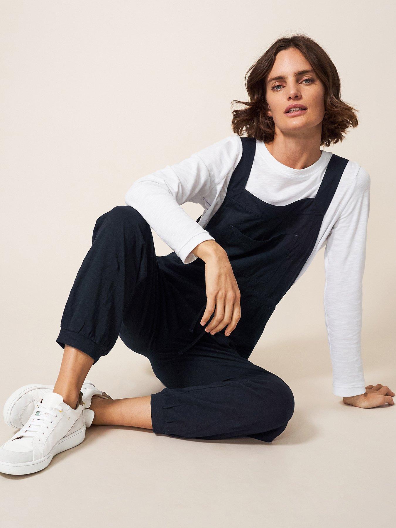  image of white-stuff-daphne-jersey-dungaree-black