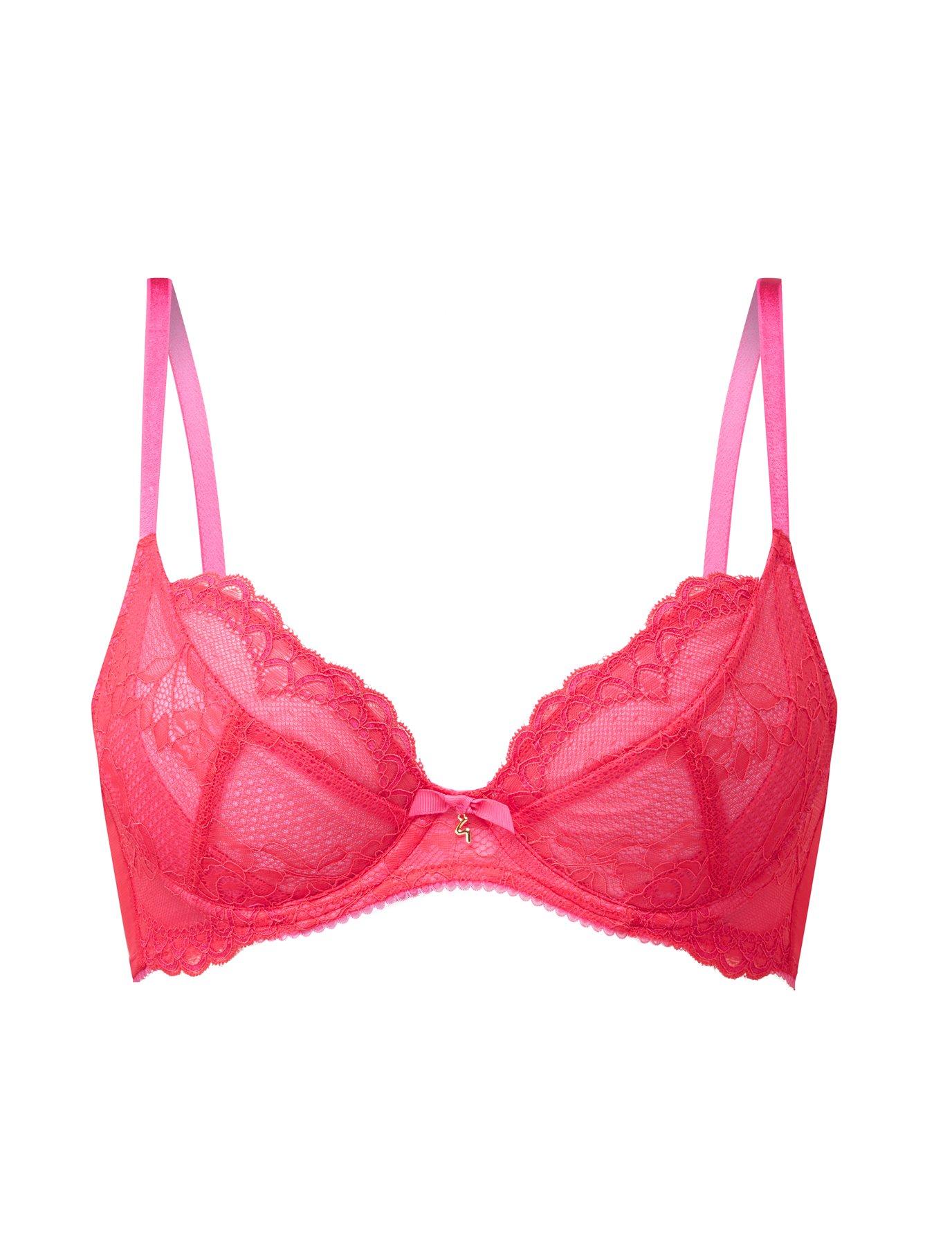  image of gossard-superboost-lace-non-padded-plunge-bra-rose-red